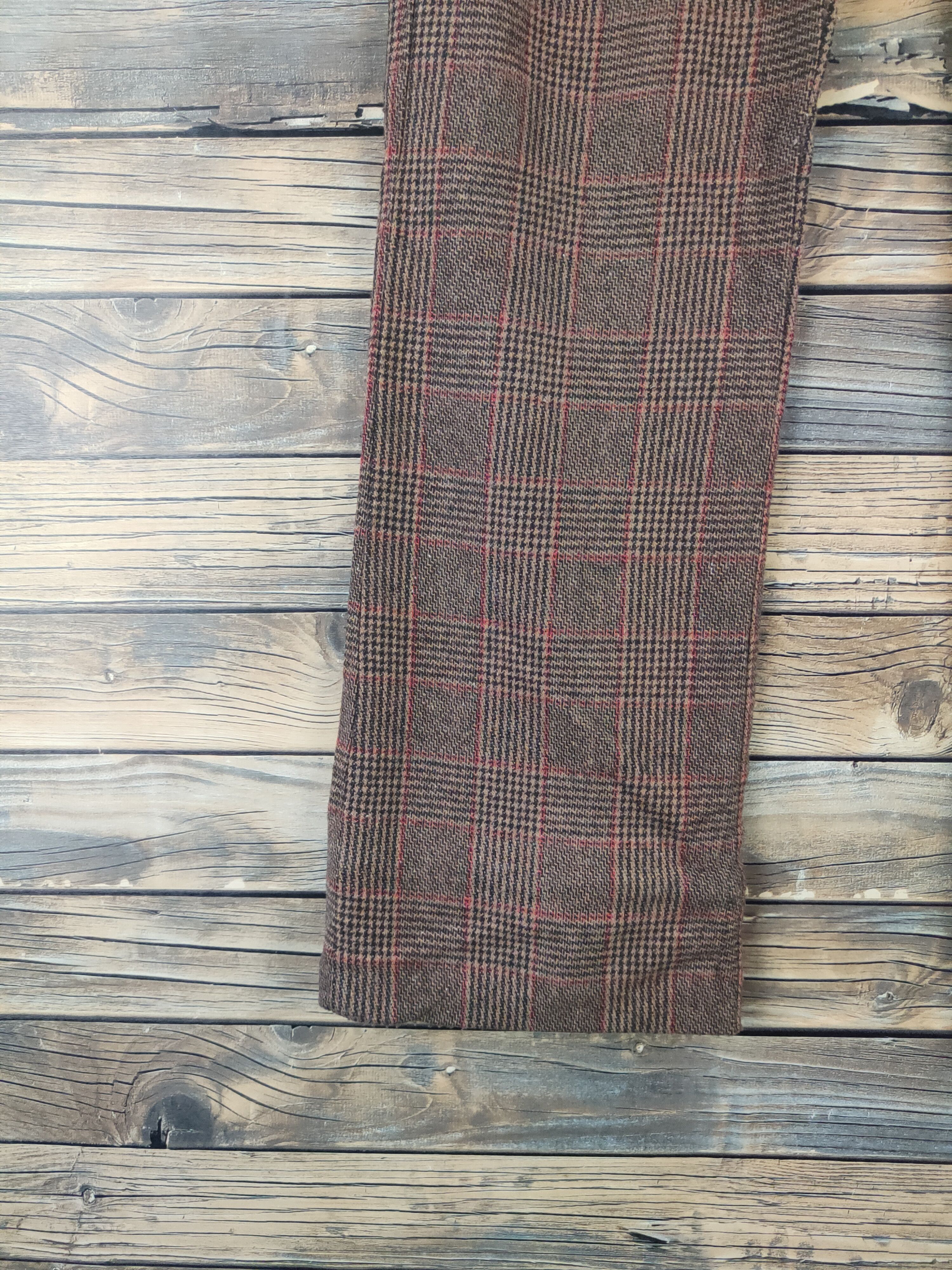 Calvin Klein DL Calvin Klein Brown checkered Wool Casual Pants #701 Size US 27 - 4 Thumbnail