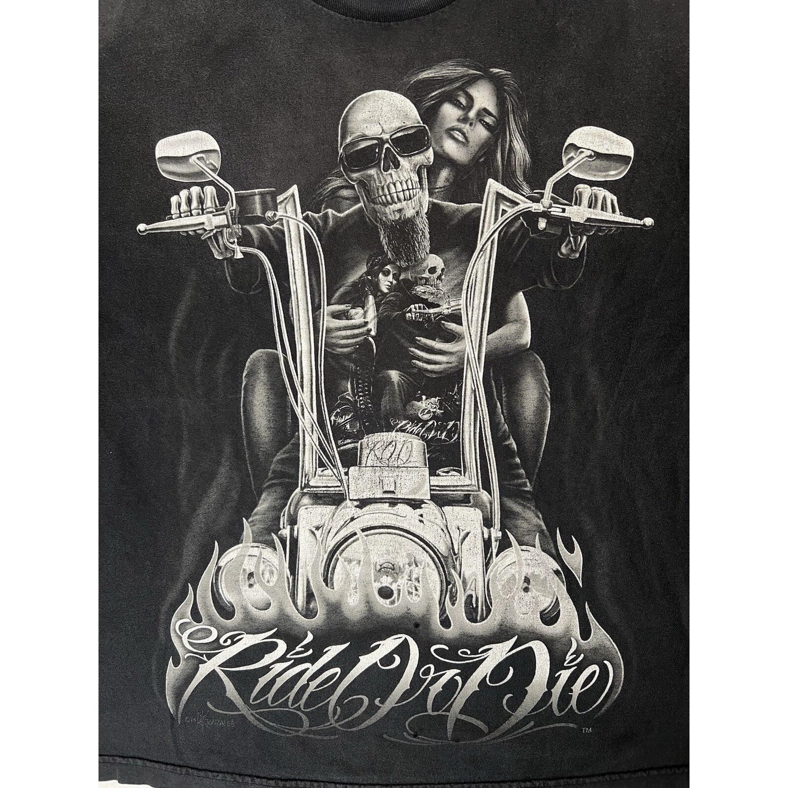 Other Vintage Ride or Die My Old Lady Motorcycle David Gonzales T- Size US XXL / EU 58 / 5 - 2 Thumbnail