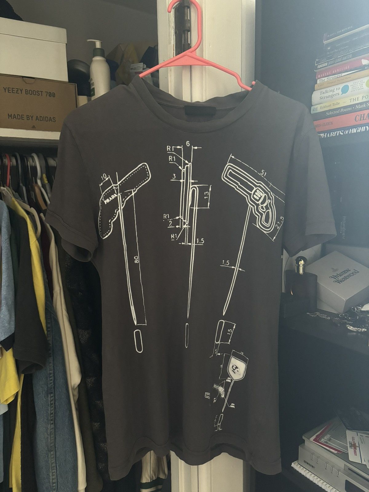 image of Prada Revolver Tee in Grey, Men's (Size Medium)