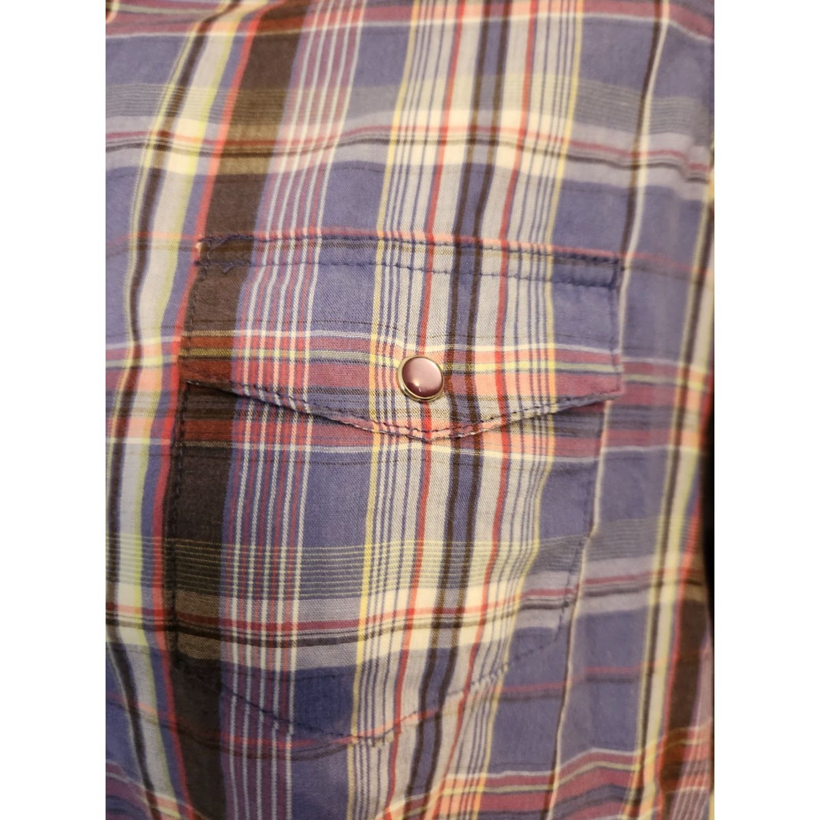 Wrangler VINTAGE Wrangler Wrancher Purple Pink Plaid Pearl Snaps Western Shirt Top XL Size XL / US 12-14 / IT 48-50 - 4 Thumbnail