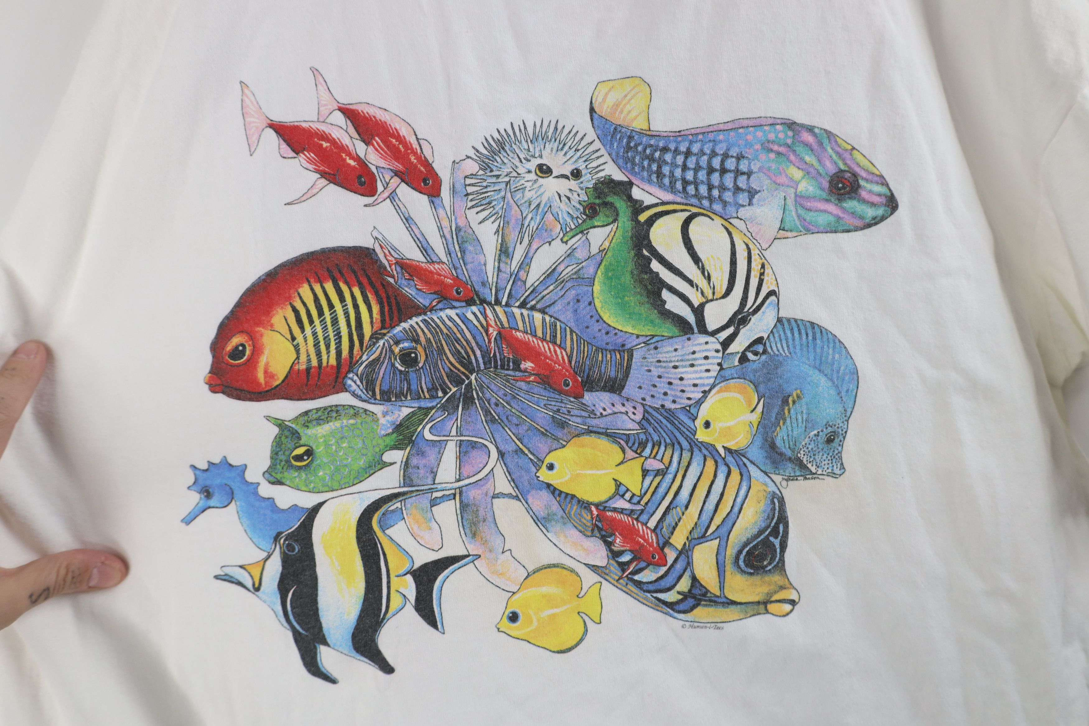 Vintage Vintage 90s Streetwear Day Fish Short Sleeve T-Shirt USA Size US XXL / EU 58 / 5 - 4 Thumbnail