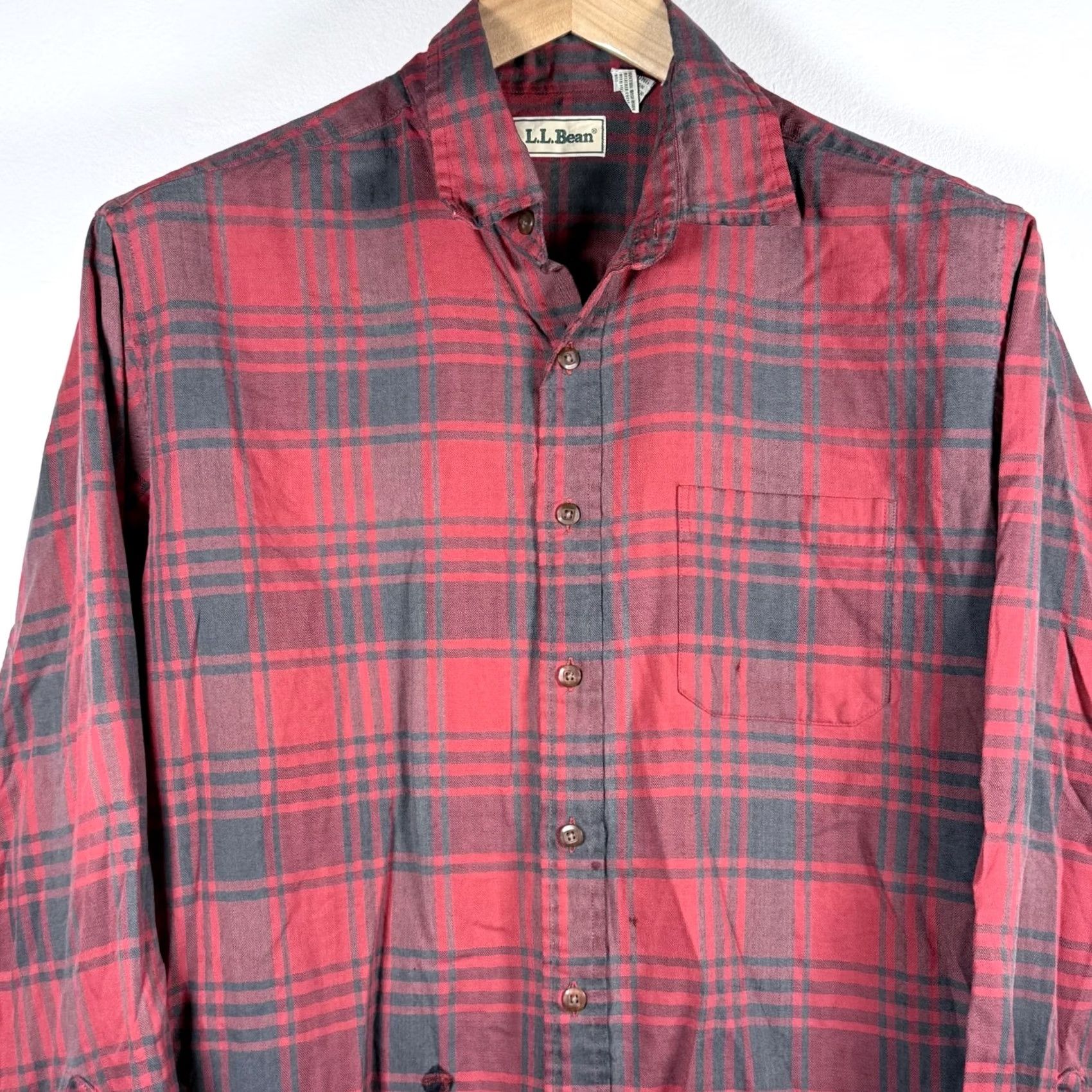 Vintage VNTG L.L.Bean Shirt Red Plaid Button Long Sleeve Pockets Classic - LT Mens Size US L / EU 52-54 / 3 - 3 Thumbnail