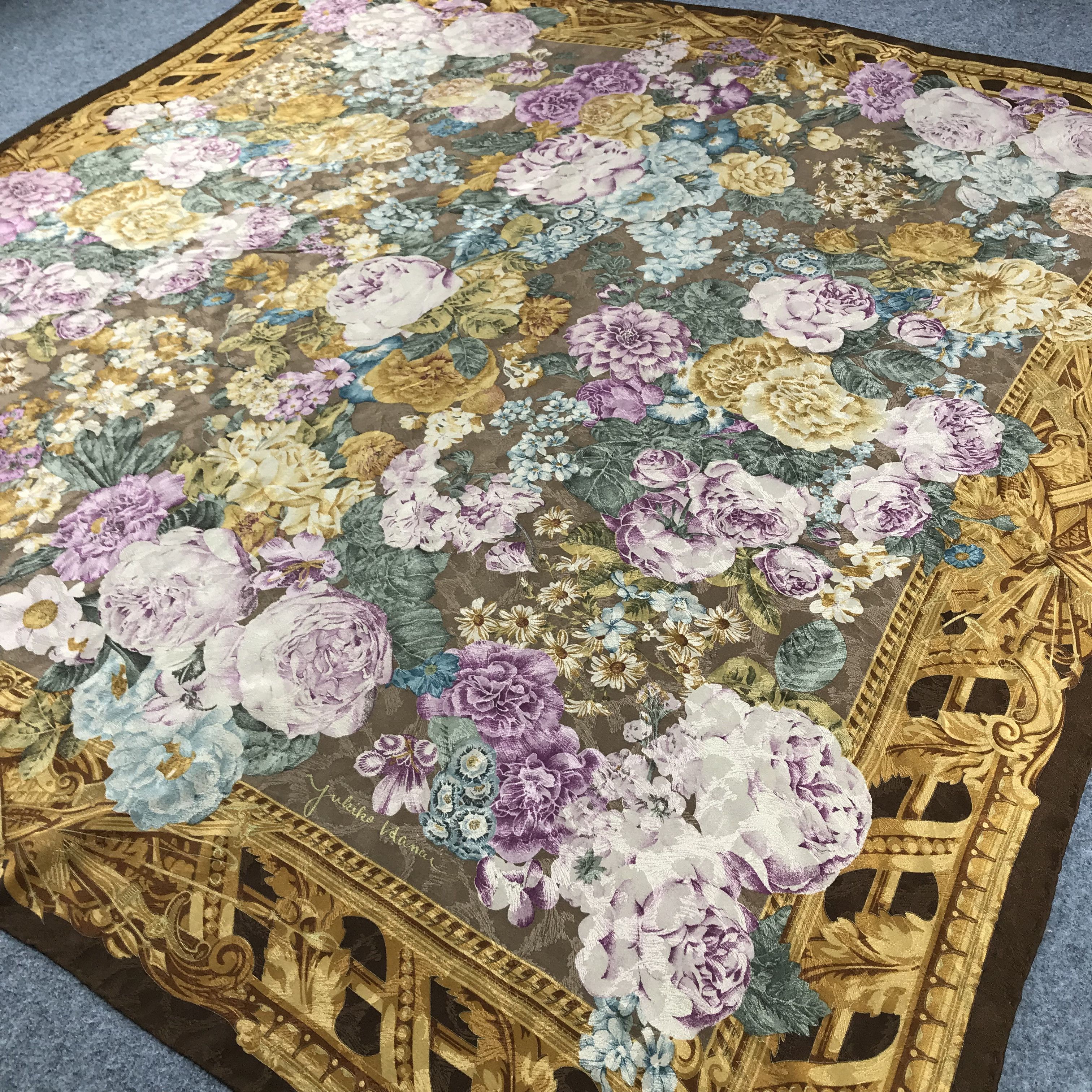 Vintage Yukiko Hanai Floral Silk Scarf M145 Size ONE SIZE - 4 Thumbnail