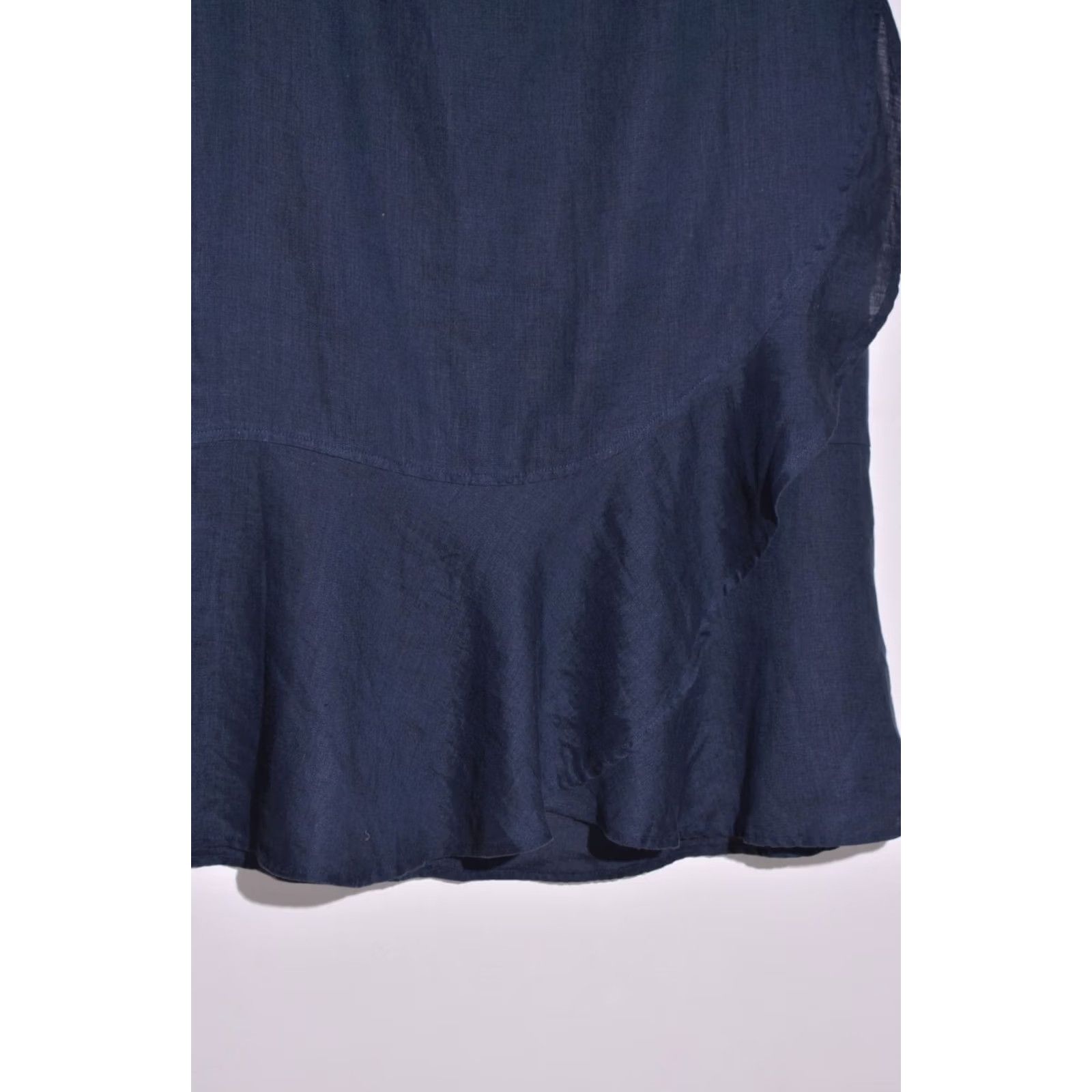 Ralph Lauren Lauren Ralph Lauren Womens Midi Skirt Wrapped 100% Linen Navy Size 8 – Ruffle Blue Wrap Skirt Size 30" / US 8 / IT 44 - 3 Thumbnail