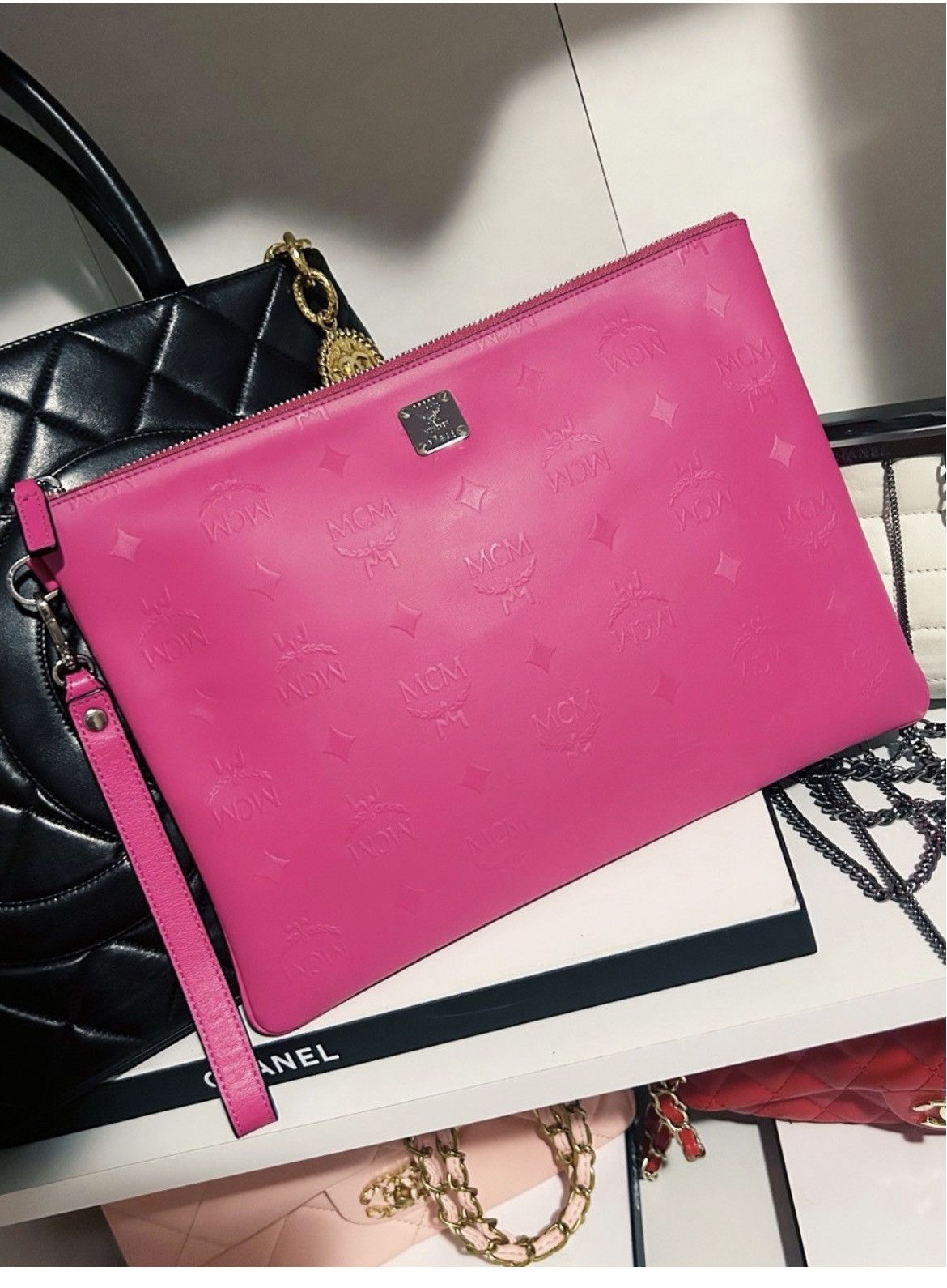 MCM Authentic MCM Barbie Pink XL Wristlet Pouch / Clutch Bag Size ONE SIZE - 11 Thumbnail