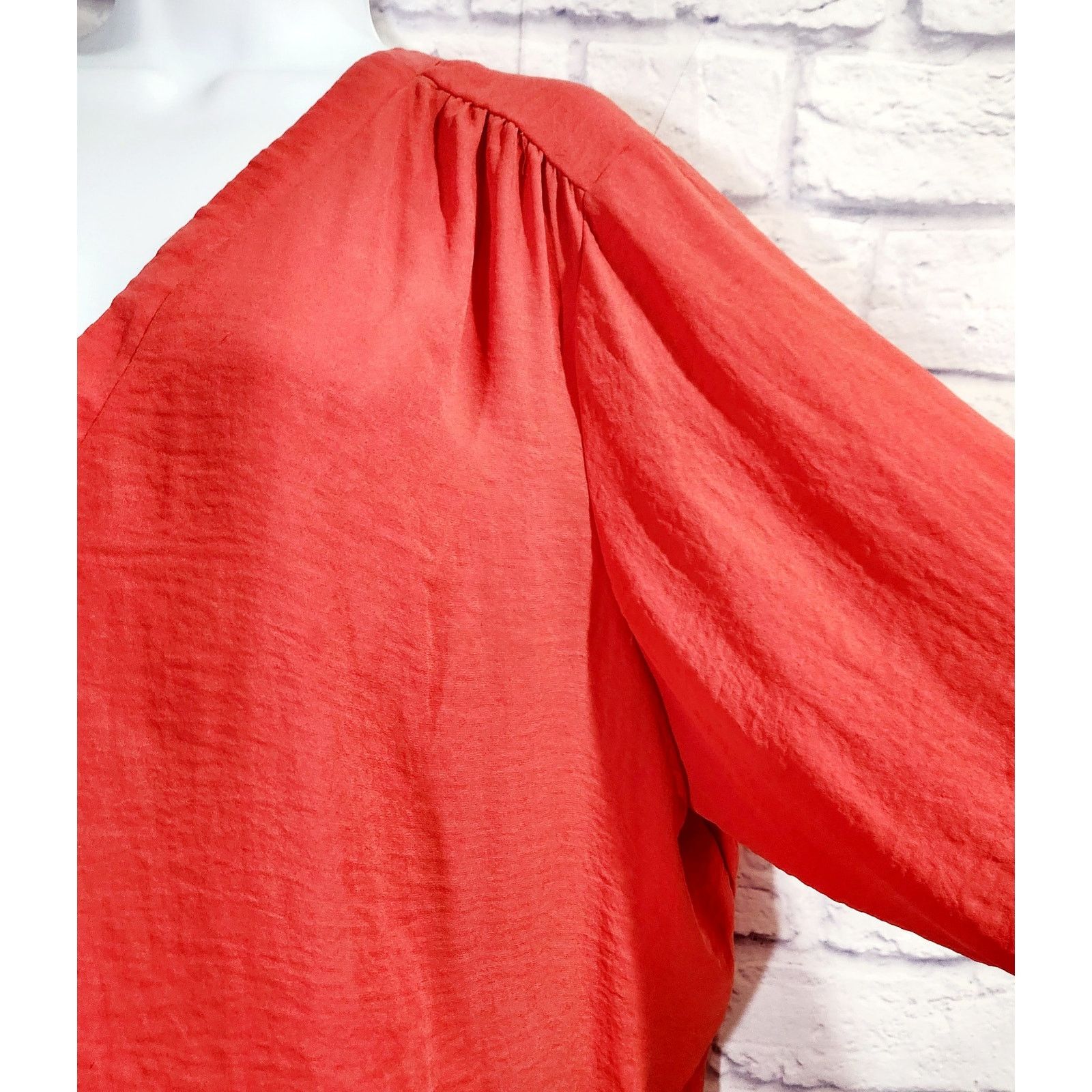 Other A.N.A Orange V Neck Pleated Shoulders Top 2X Plus Flowy Size L / US 10 / IT 46 - 2 Thumbnail