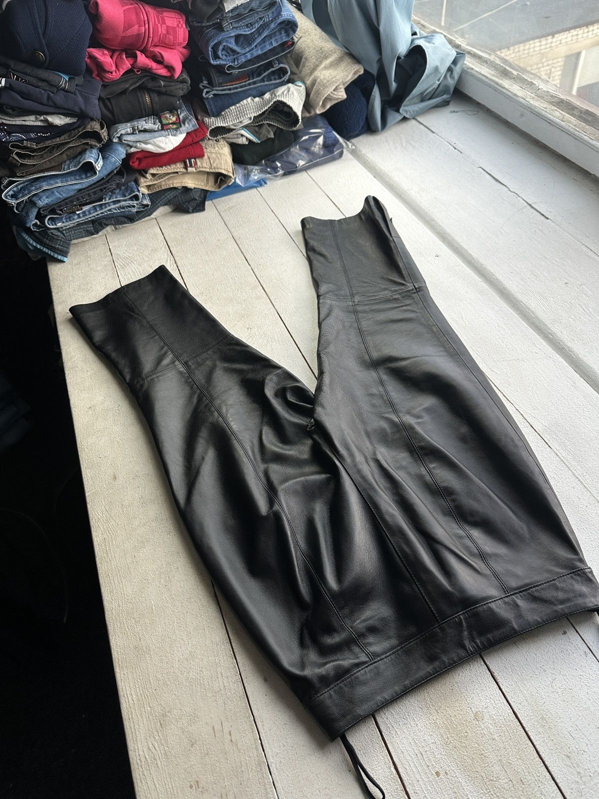 Leather 🚨Vintage leather pants motorcycles Black LUXURY Y2K Size 27" / US 4 / IT 40 - 10 Thumbnail