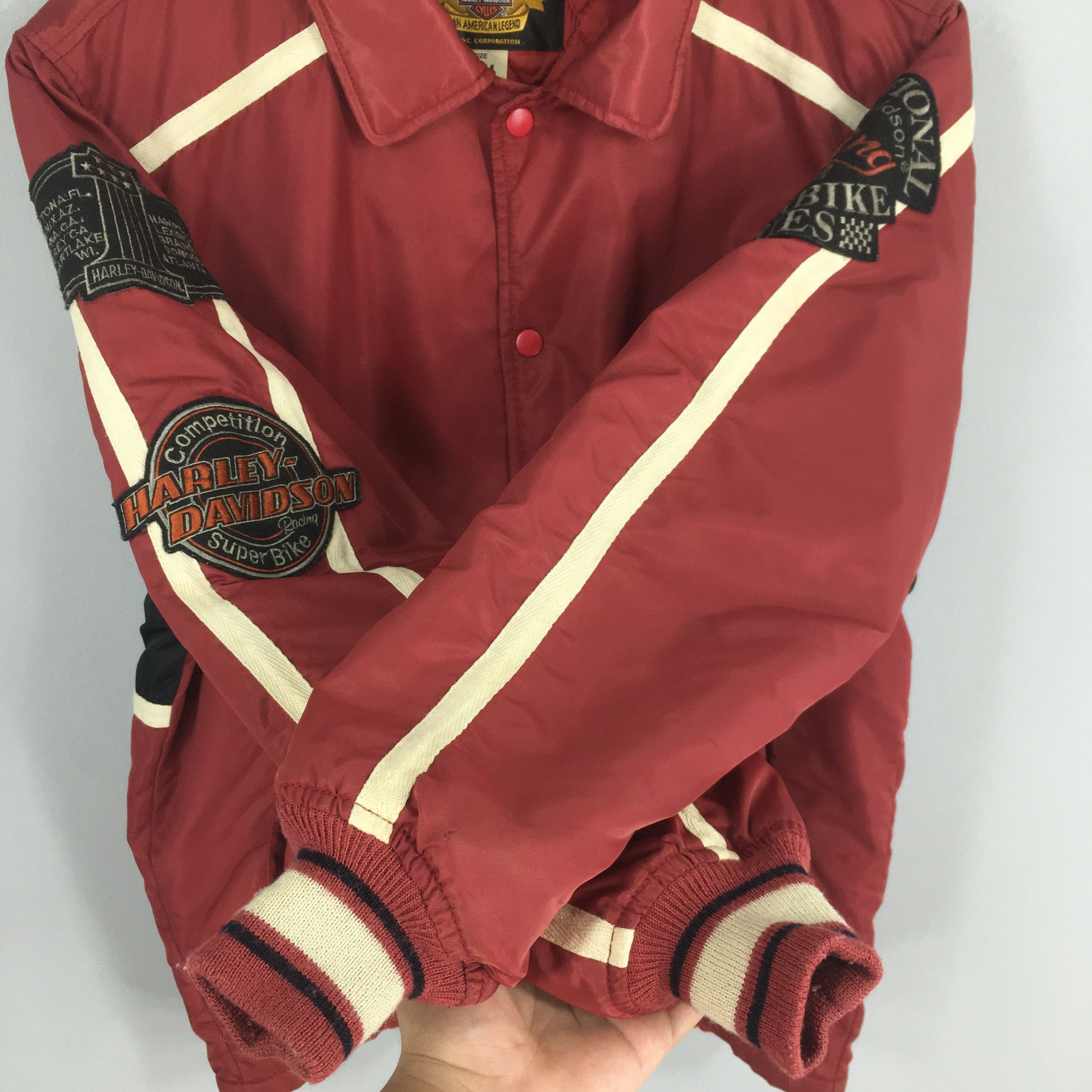 Harley Davidson Vintage 90s Harley Davidson Motorcycles Button Red Jacket Size US M / EU 48-50 / 2 - 6 Thumbnail