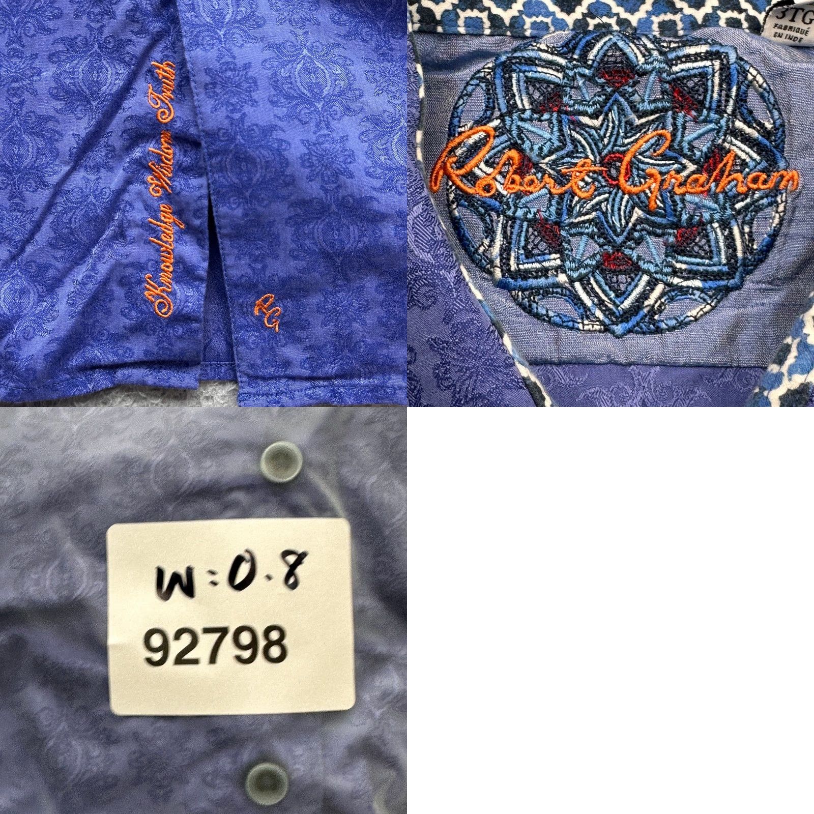 Robert Graham Robert Graham Short Sleeve Blue Button Up Shirt Mens 3XL AOP Pattern Size US XXL / EU 58 / 5 - 9 Thumbnail