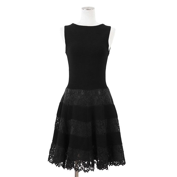 Valentino Valentino Valentino Rib Knit Flower Lace Dress Textile Dresses DUTY FREE for USA Size ONE SIZE - 1 Thumbnail
