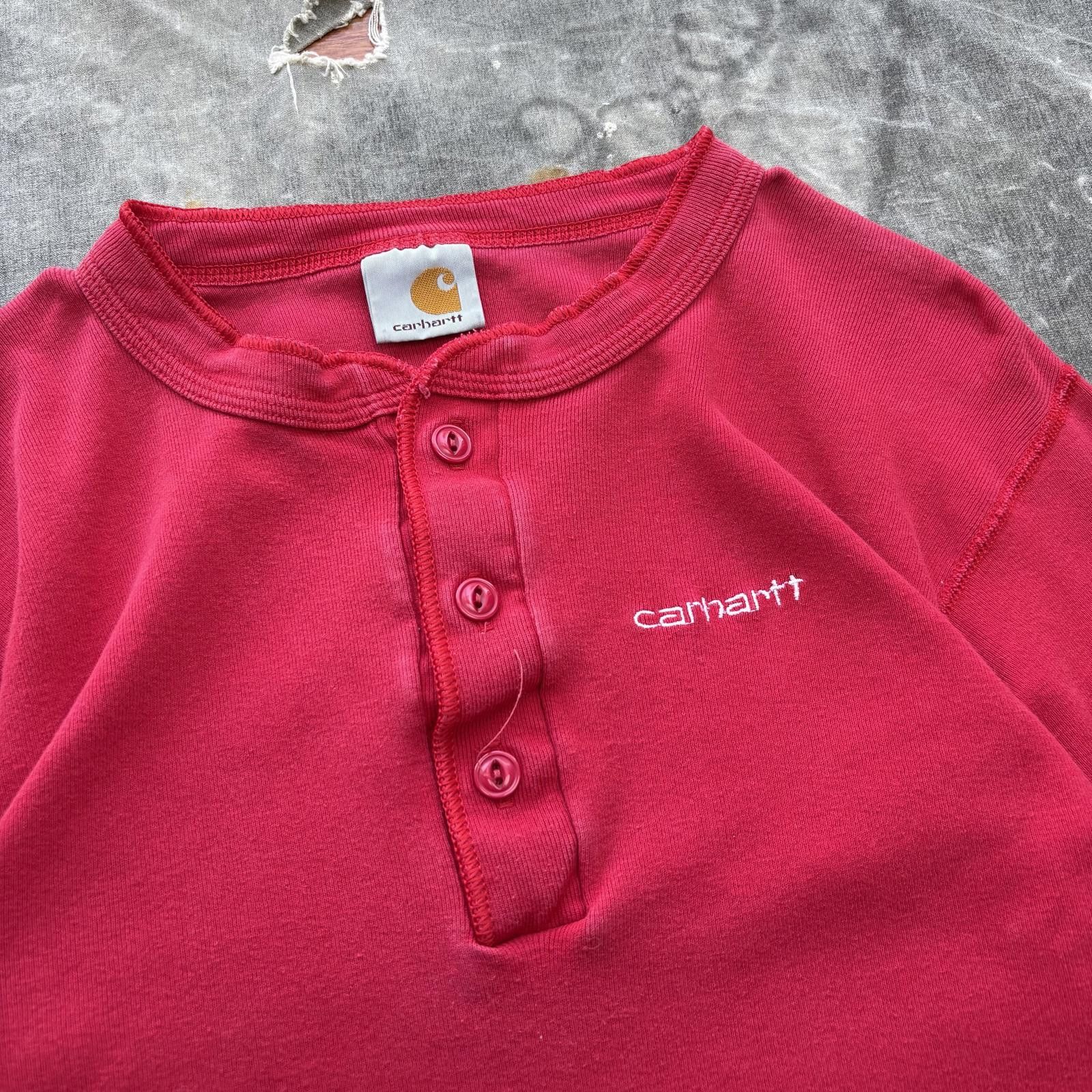 Carhartt Vintage 90s Carhartt Workwear Grunge Ribbed Henley Shirt Size US L / EU 52-54 / 3 - 2 Thumbnail