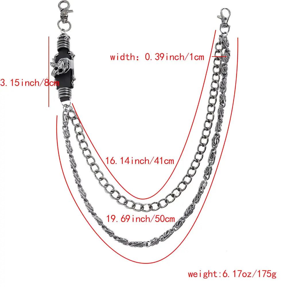 Jewelry Dark Skull Chain Silvery Pants Chain Size ONE SIZE - 3 Thumbnail