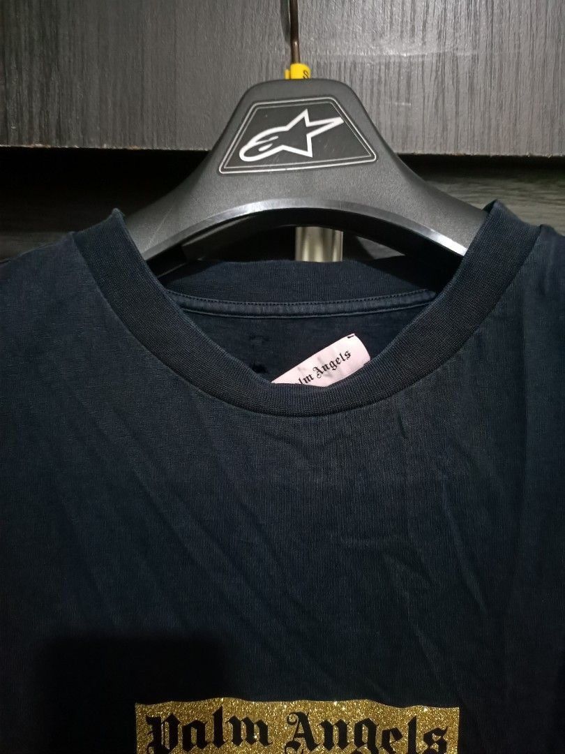 Palm Angels Palm Angels Gold Glitter Box Logo Tee Size US S / EU 44-46 / 1 - 4 Thumbnail