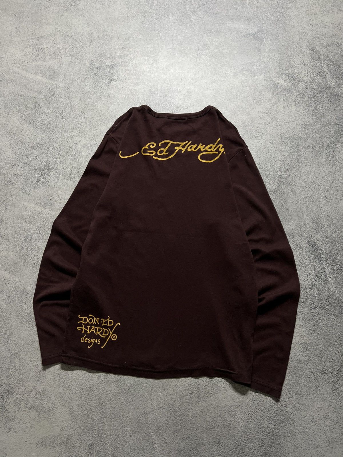 Ed Hardy Vintage Y2k Ed Hardy Skull Eagle 🦅☠️ Brown 🤎 Long Sleeve 00’s Size US L / EU 52-54 / 3 - 6 Thumbnail