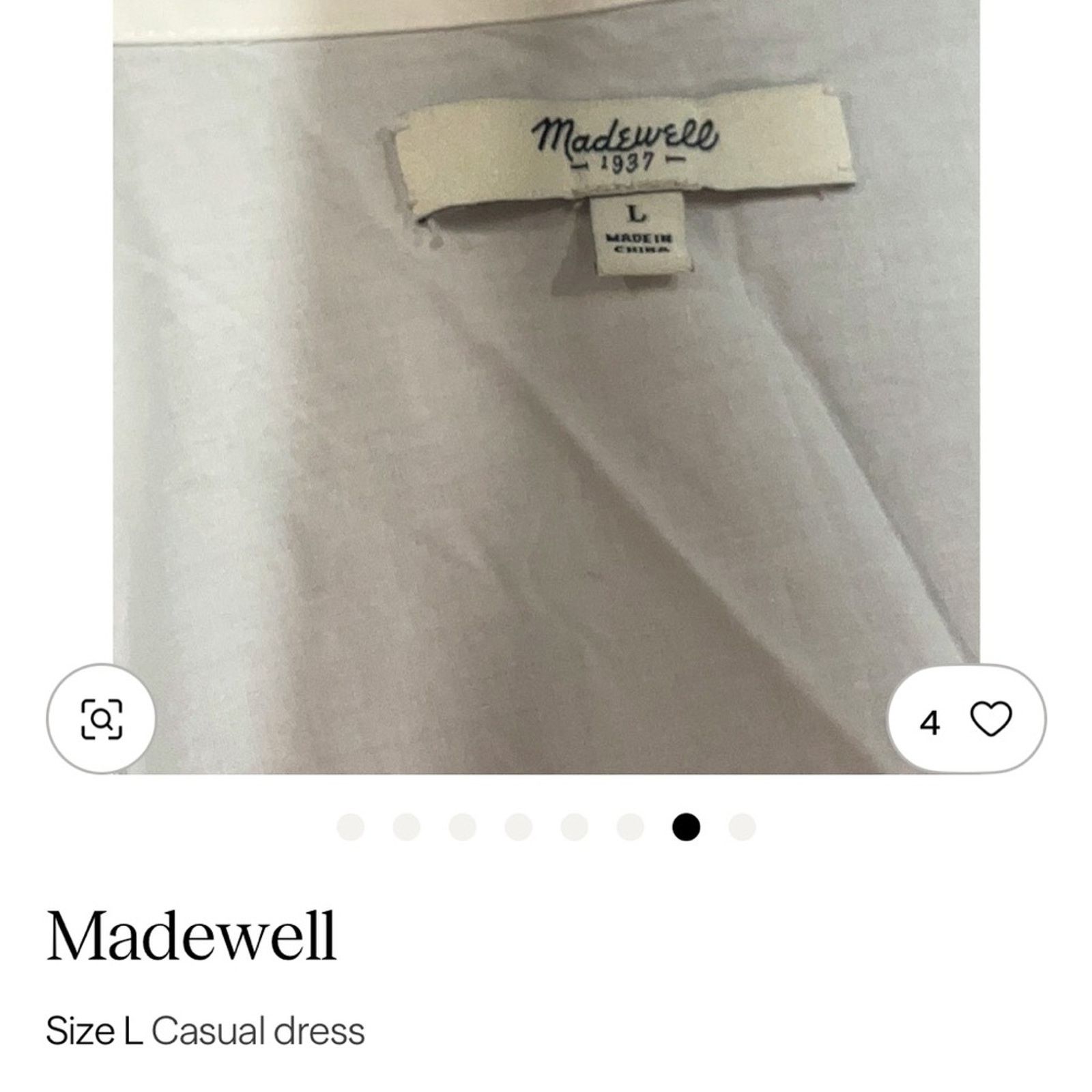 Madewell Madewell White Button-Up Shirt Dress Size L / US 10 / IT 46 - 3 Thumbnail