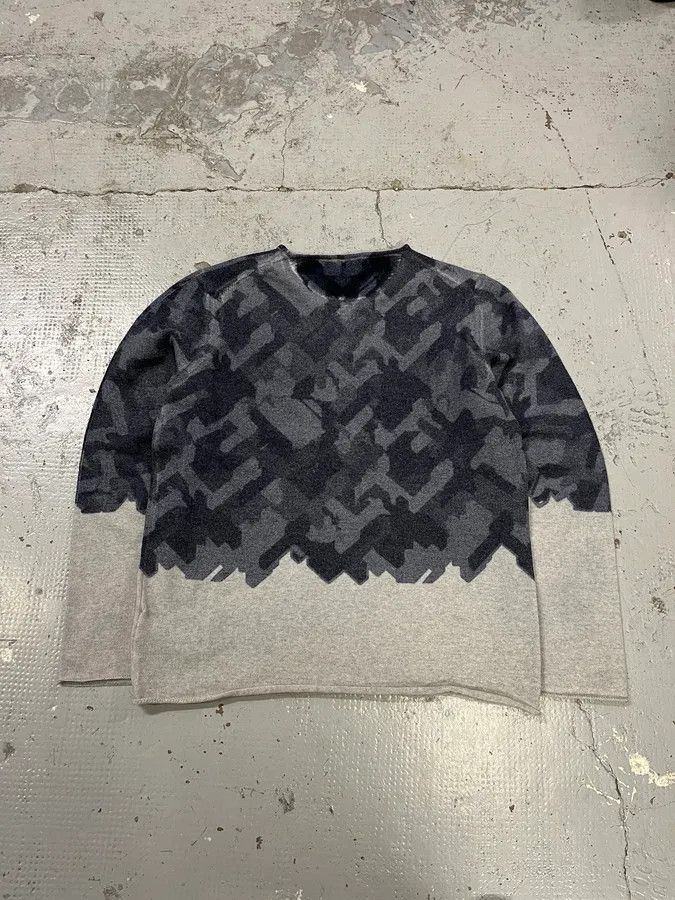 Emporio Armani AW2020 Emporio Armani Navy Gradient Grey Wool Sweater Size XS / US 0-2 / IT 36-38 - 4 Thumbnail