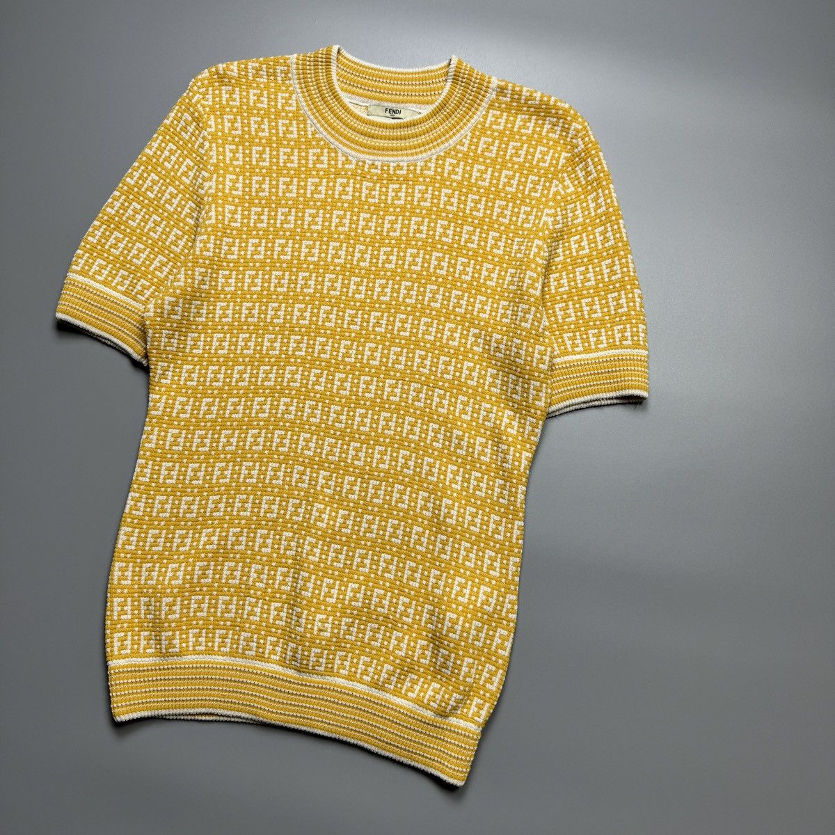 Fendi Fendi - FF Motif Knitted Yellow Blouse Size XS / US 0-2 / IT 36-38 - 3 Thumbnail