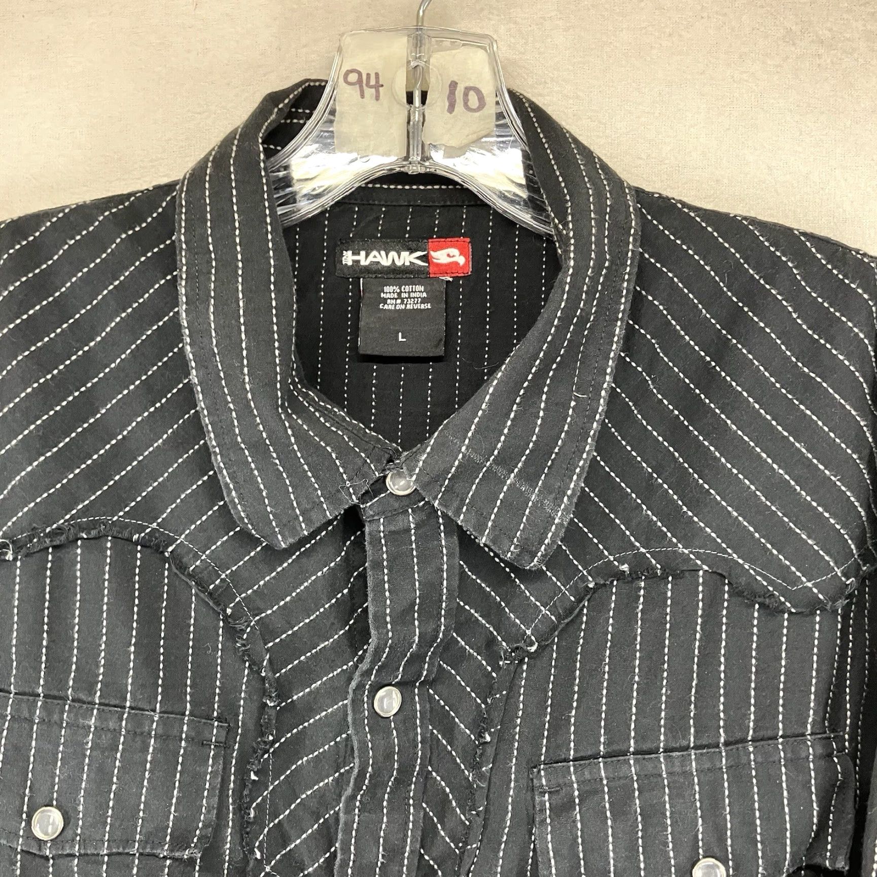 Vintage VINTAGE Mens Pearl Snap Western Shirt Large Tony Hawk y2k Style Black White Stitching Size US L / EU 52-54 / 3 - 4 Thumbnail