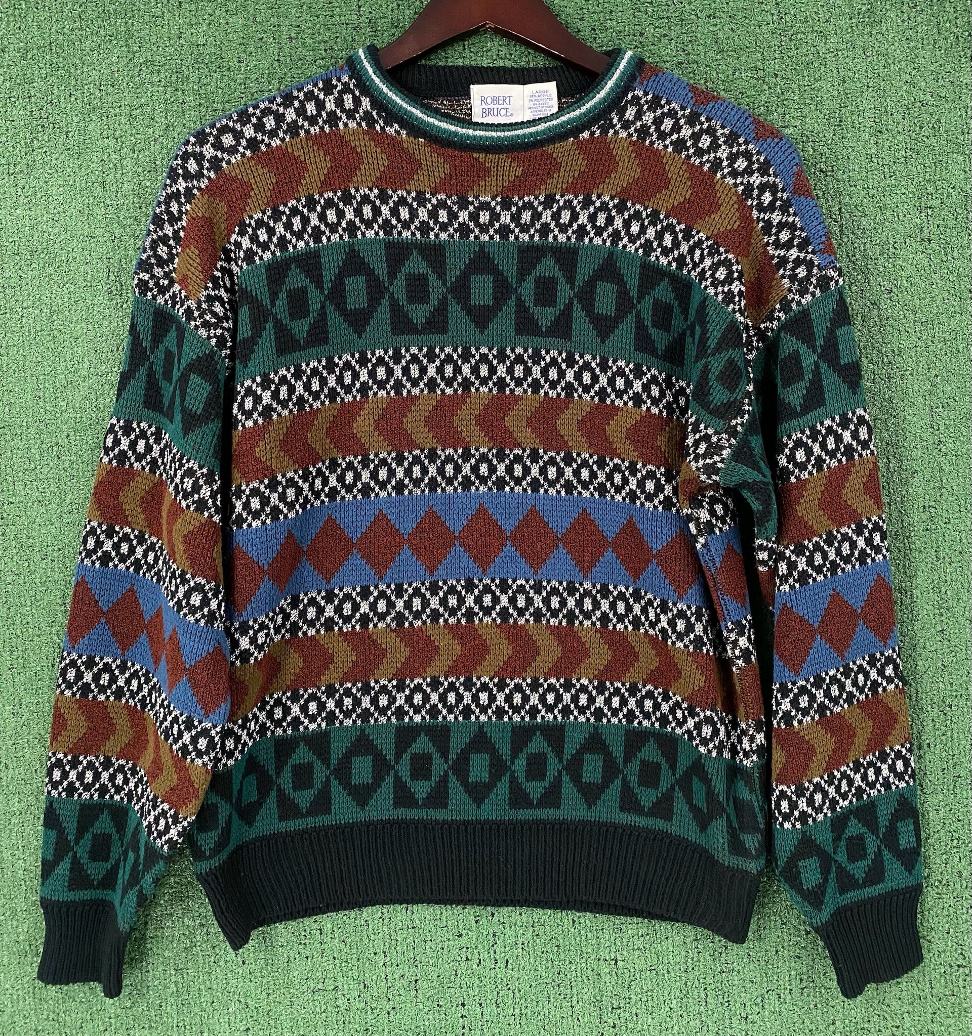 Robert Bruce 90’s Robert Bruce Colorful Geometric Patterned Sweater Large Size US L / EU 52-54 / 3 - 6 Thumbnail