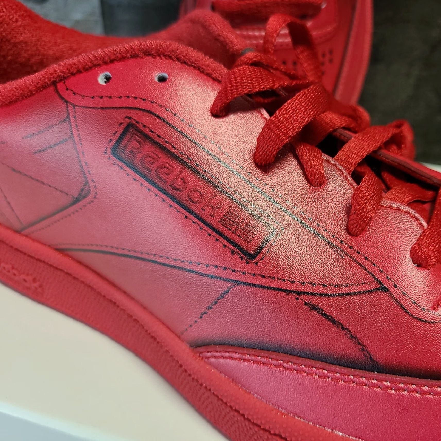 Reebok Reebok x Maison Margiela Club C Paris Red Leather Sneakers Sz 9 Mens Low Top Size US 9 / EU 42 - 2 Thumbnail