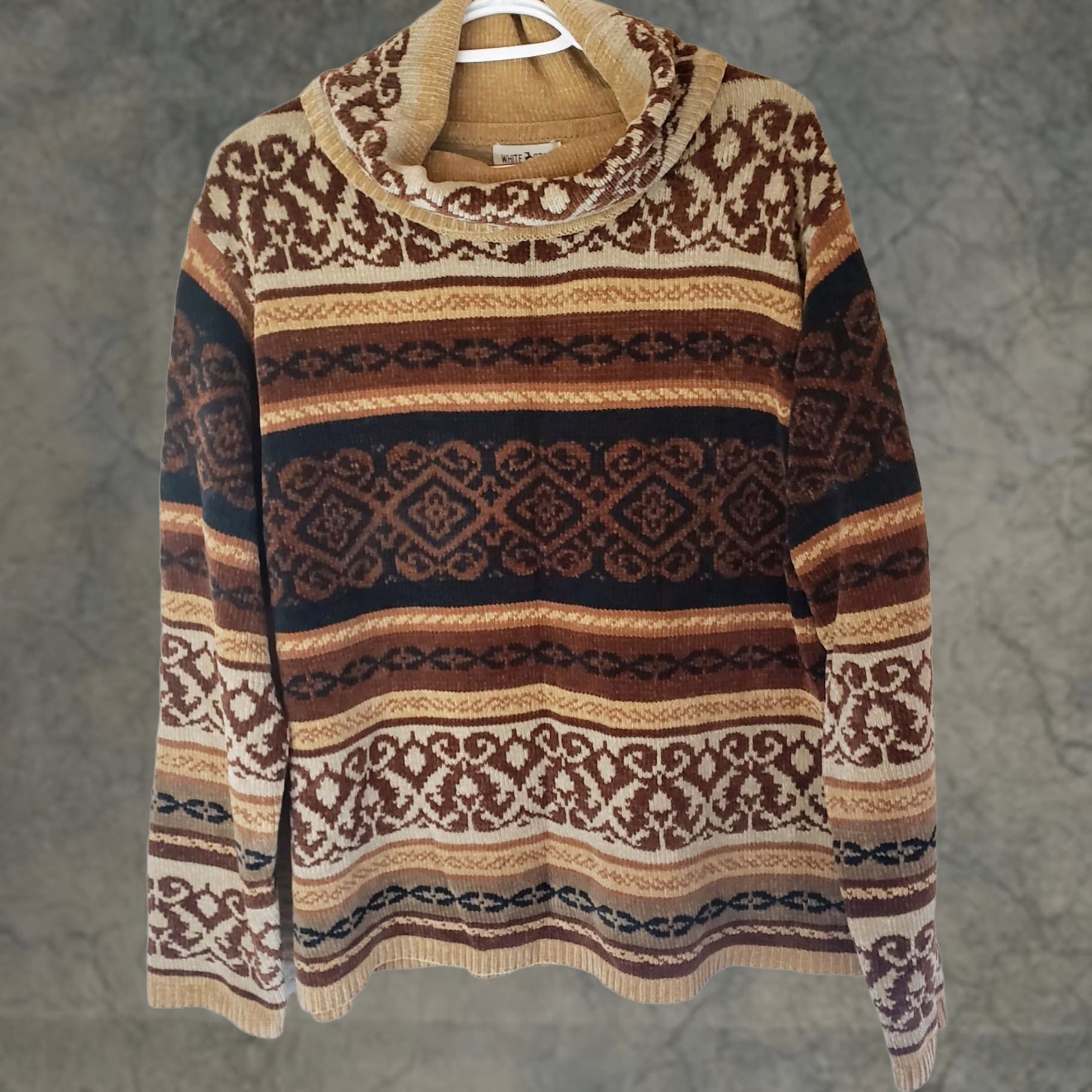 Vintage VINTAGE White Stag Womens XL Sweater Brown Aztec Southwest Boho Cowl N. Fringe Size XL / US 12-14 / IT 48-50 - 1 Thumbnail