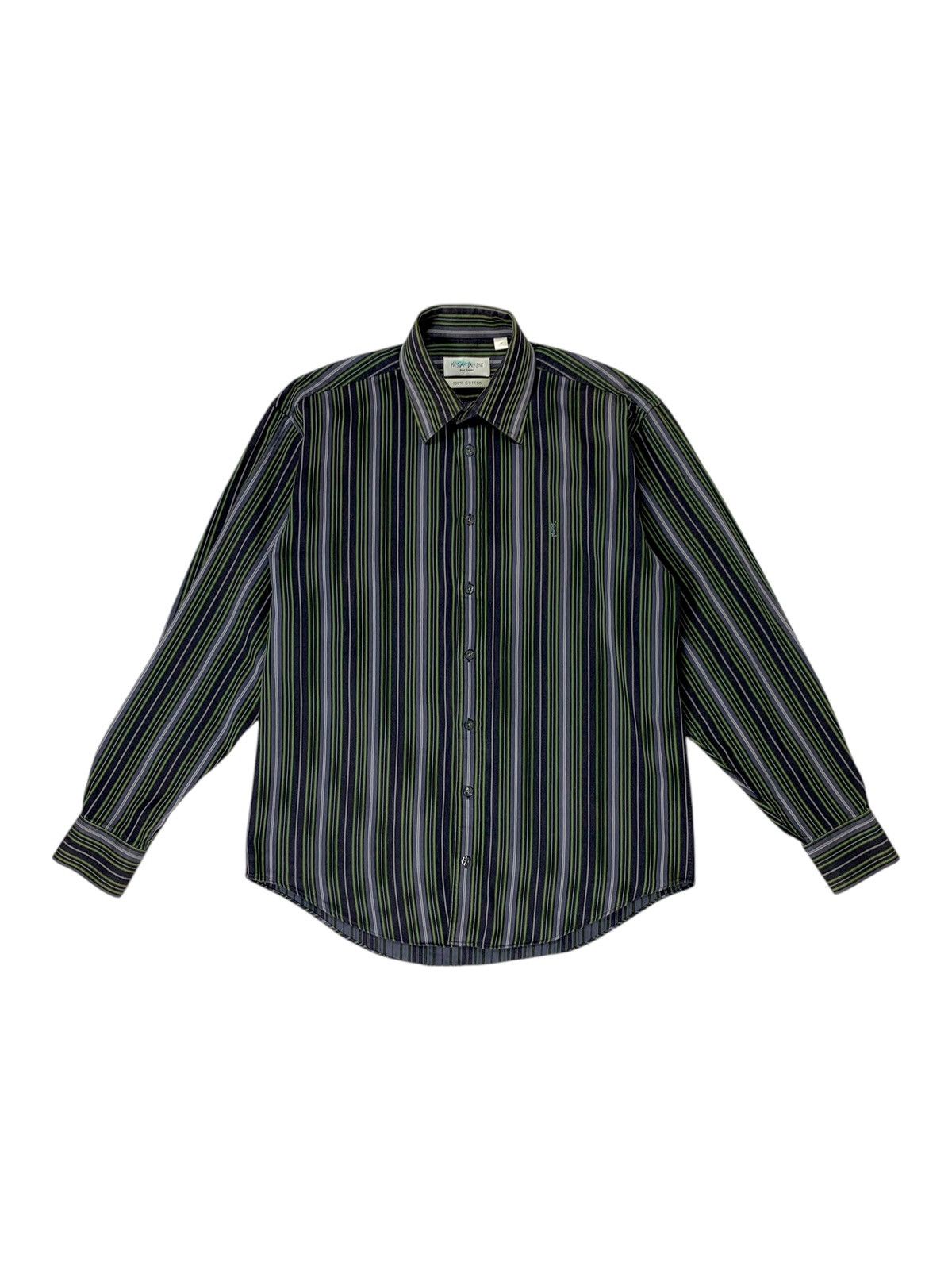 Yves Saint Laurent Yves Saint Laurent YSL Logo Striped Cotton Shirt Size US M / EU 48-50 / 2 - 6 Thumbnail