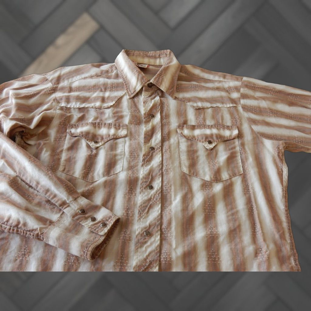 Levi's VTG Levi's Men's Western Shirt Size S Beige Long Sleeve Button-Up Snap 32 50s 60s Dan River Big E Size US S / EU 44-46 / 1 - 1 Thumbnail