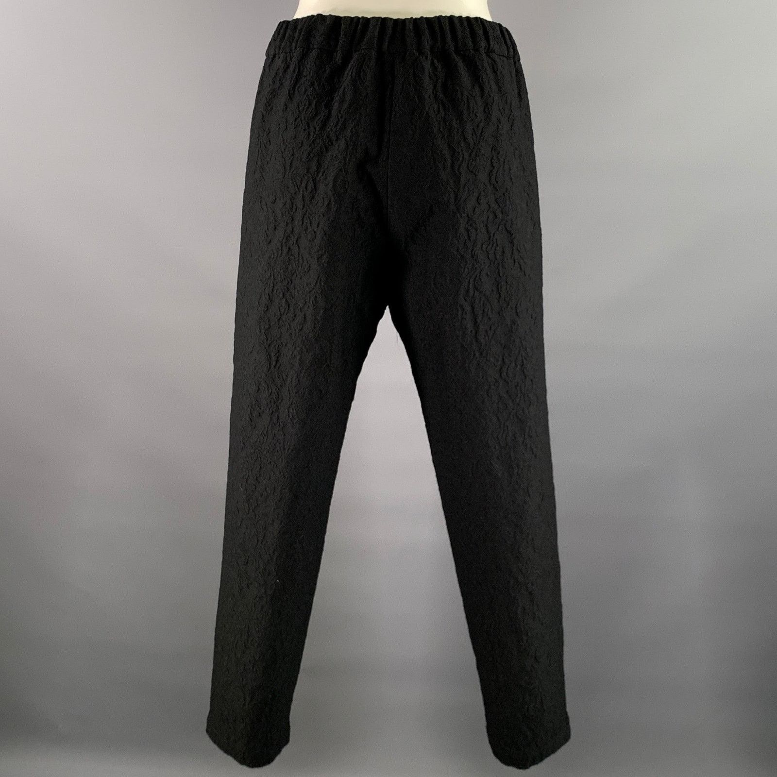 Other NOOY S Black Wool Cotton Jacquard Floral Elasticated Pants Size US 30 / EU 46 - 3 Thumbnail