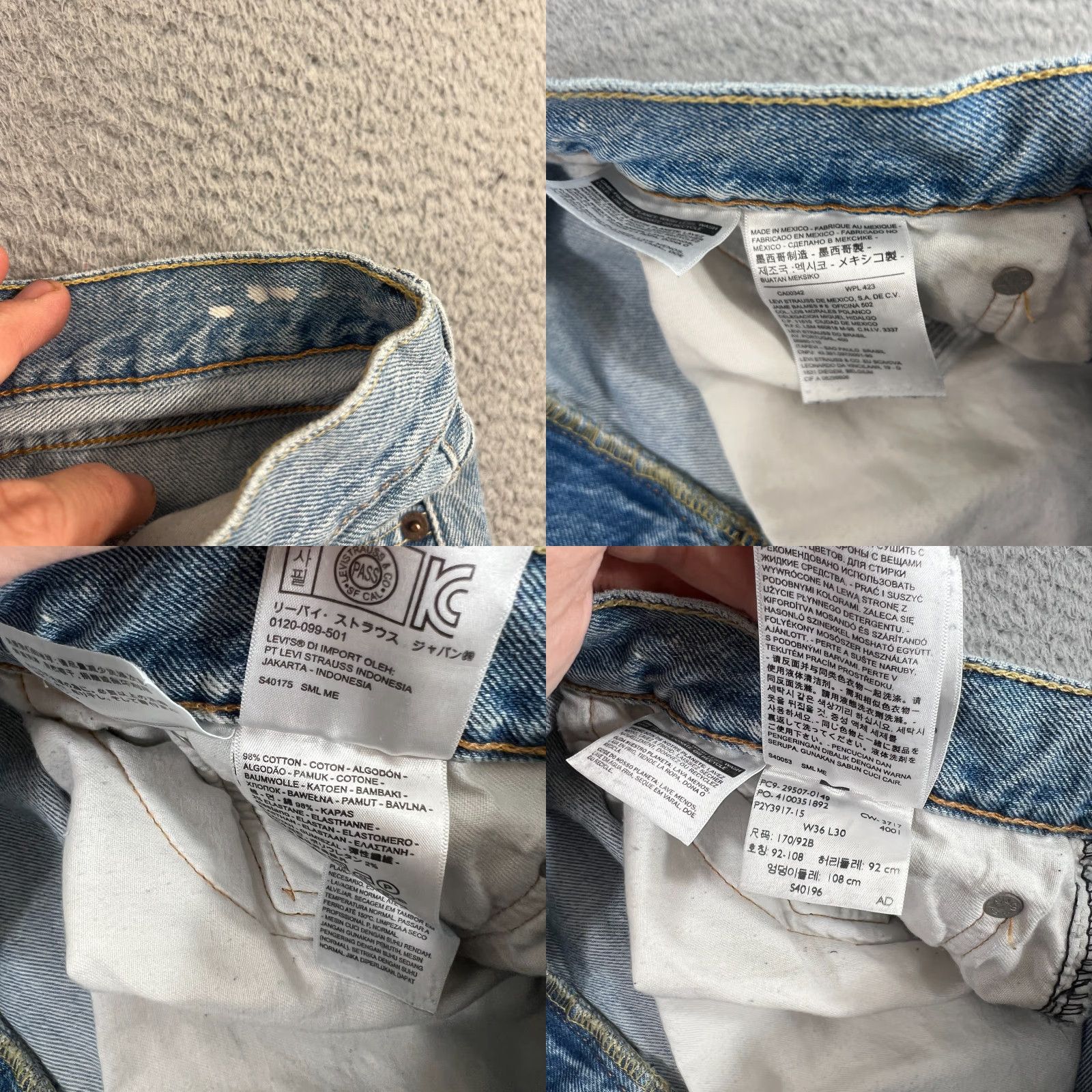 Levi's Levis 502 Taper Fit Jeans Mens Light Wash 36x30 Blue Denim 5-Pocket Levi's 500 Series Regular Mid Rise Cotton Blend Zip Size US 36 / EU 52 - 9 Thumbnail