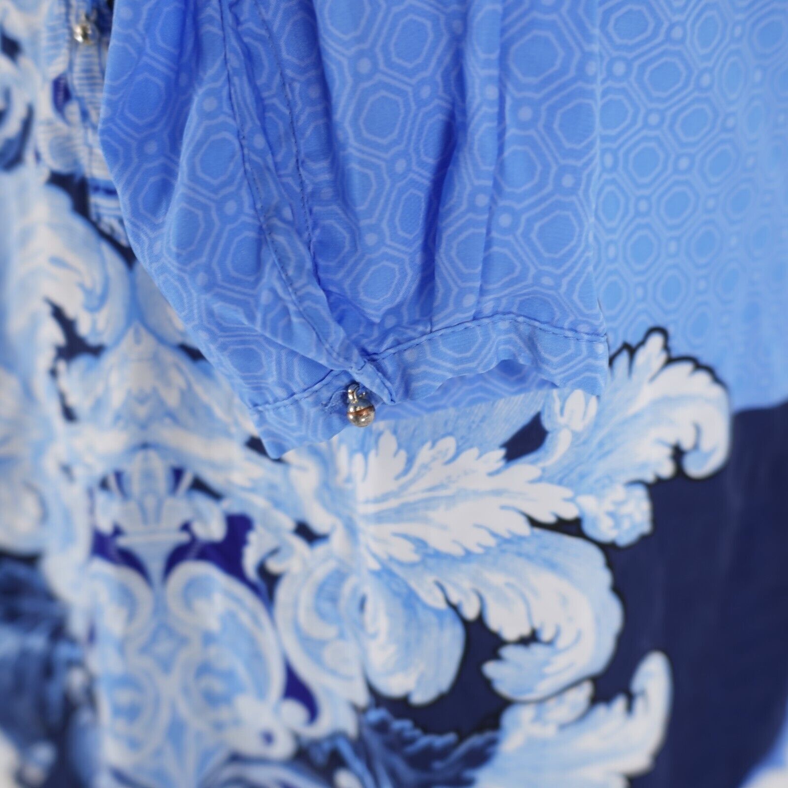 Designer New York & Company Blue Long Sleeve Lightweight Floral Blous Size XS / US 0-2 / IT 36-38 - 4 Thumbnail