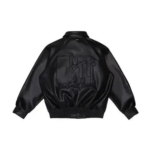 Other Black motorcycle leather bomber PU leather jacket Size US L / EU 52-54 / 3 - 2 Thumbnail