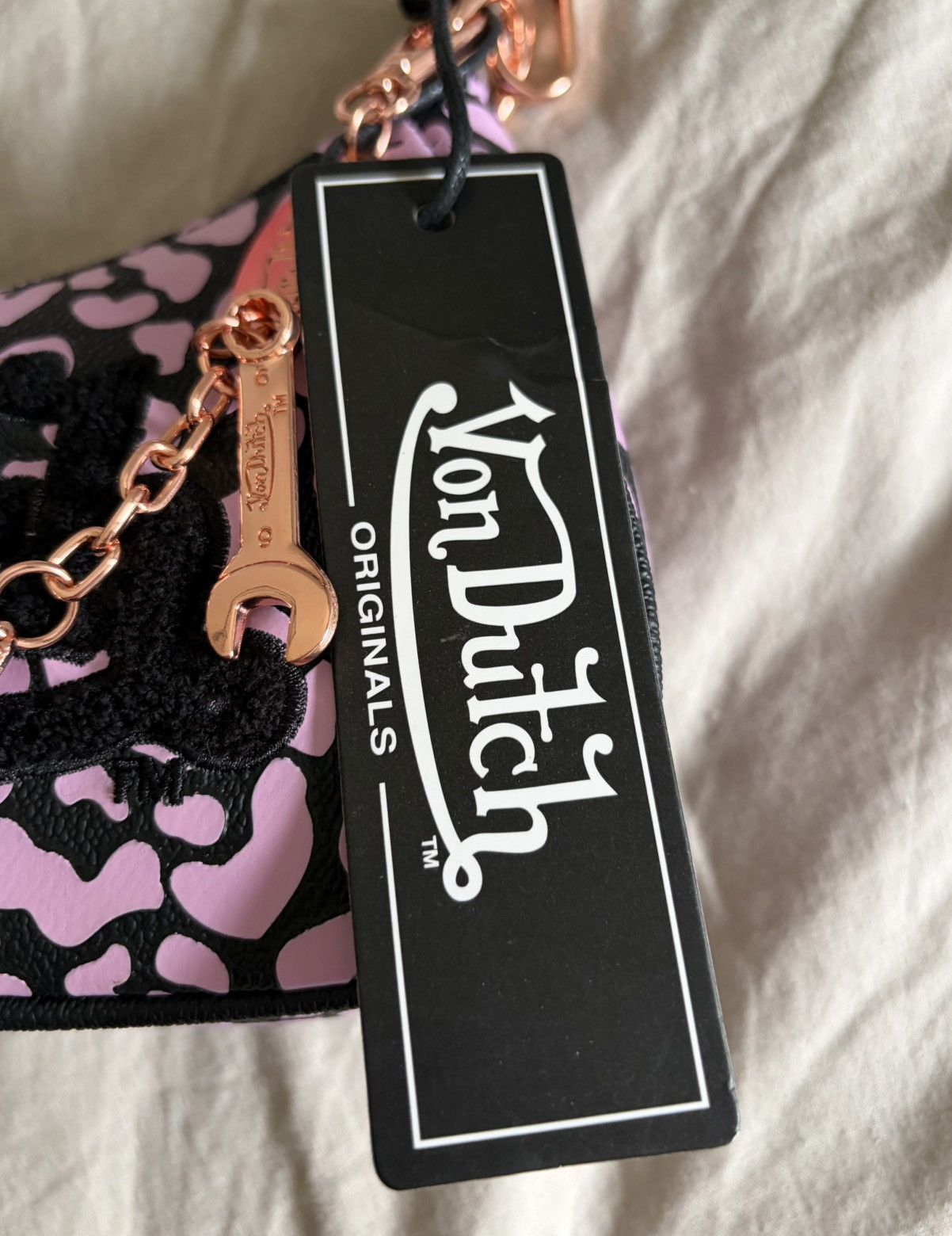Von Dutch Von Dutch Pink and Black Cheetah Print Hobo Bag Size ONE SIZE - 3 Thumbnail