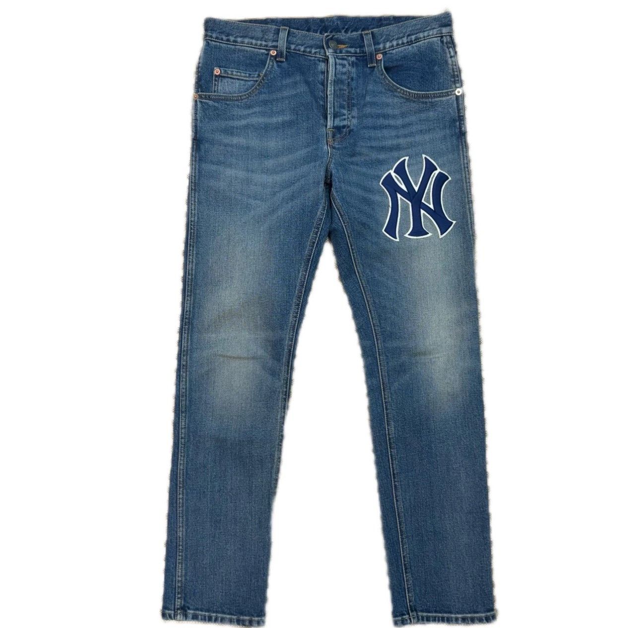 Gucci GUCCI×MLB co-branded embroidered jeans Size US 31 - 1 Thumbnail