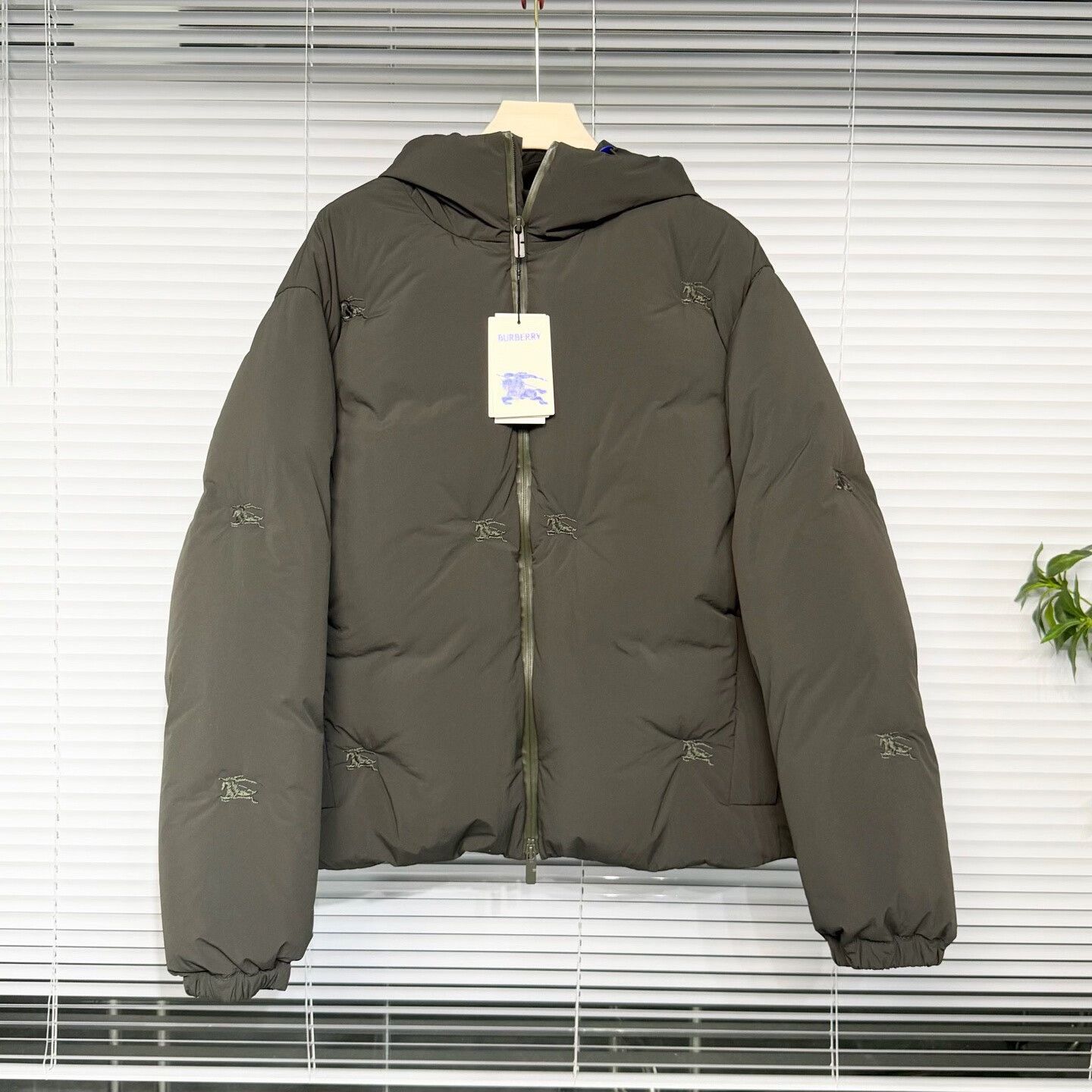 burberry puffy down jacket with embroidery