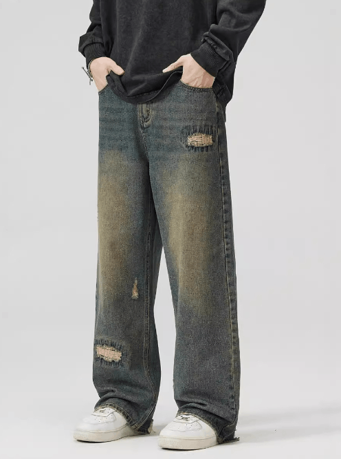 Japanese Brand × Jean Retro washed straight oversized ripped baggy jeans Size US 32 / EU 48 - 2 Thumbnail