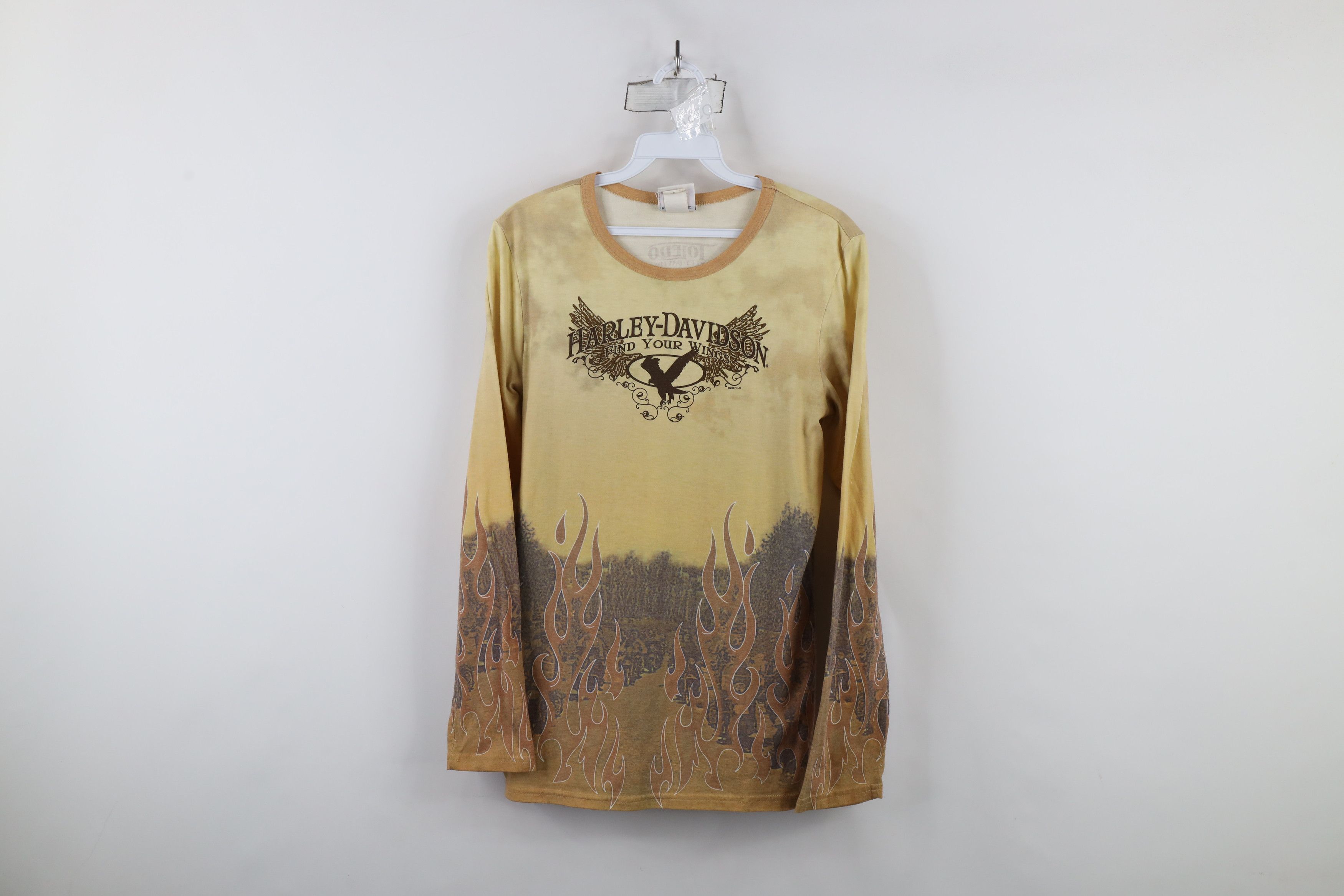 Harley Davidson × Vintage Vintage Y2K Harley Davidson Flames All Over Print T-Shirt Size M / US 6-8 / IT 42-44 - 1 Thumbnail