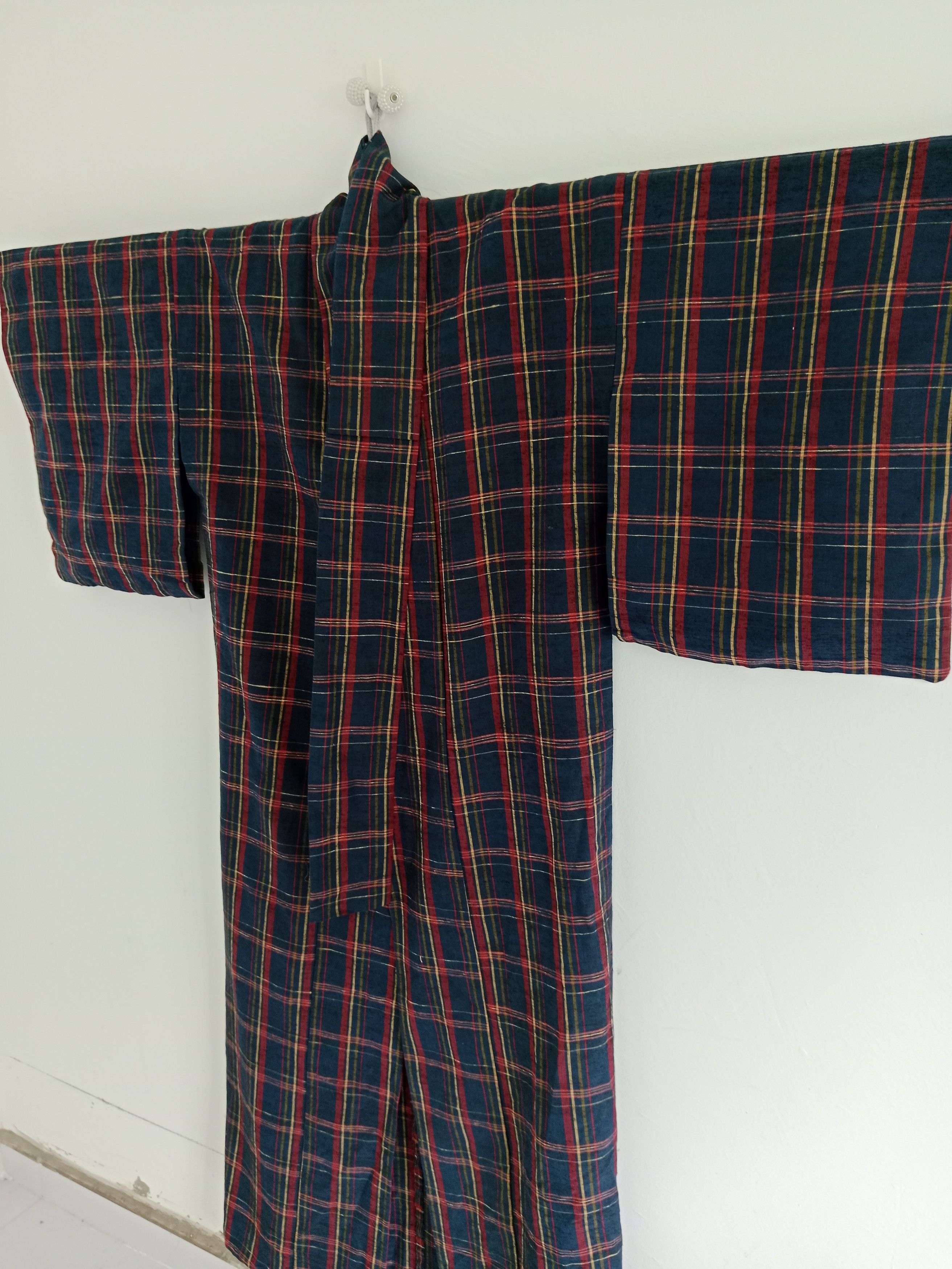 Japanese Brand Vintage Yukata Kimono Plaid Motif Cotton Kimono Robe Size US L / EU 52-54 / 3 - 3 Thumbnail