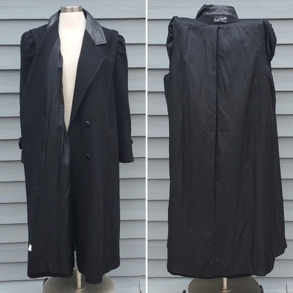 Vintage Vintage 80s Retro Preppy Acadamia Black Wool Blend Leather T Size XXL / US 16-18 / IT 52-54 - 3 Thumbnail