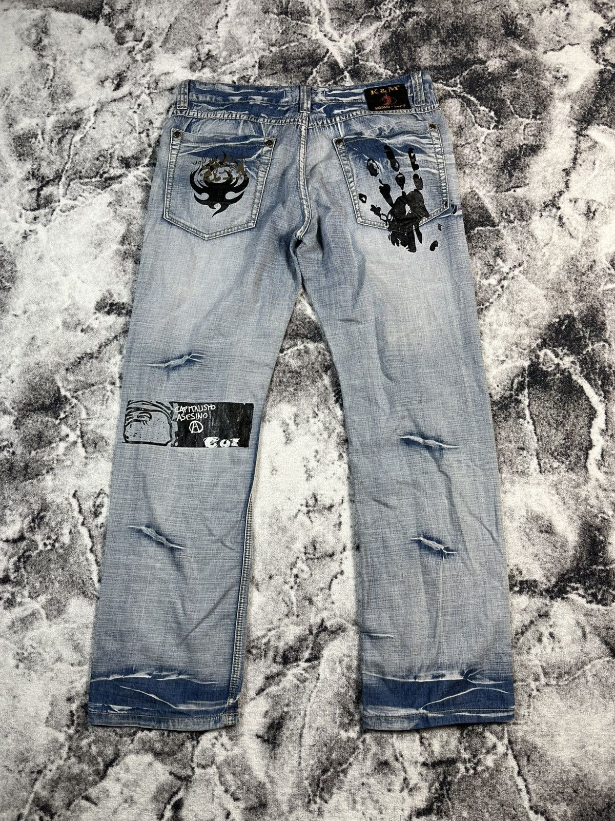 Other Kosmo Lupo Jeans Graphic Print Distressed Y2K W36 Size US 36 / EU 52 - 1 Thumbnail