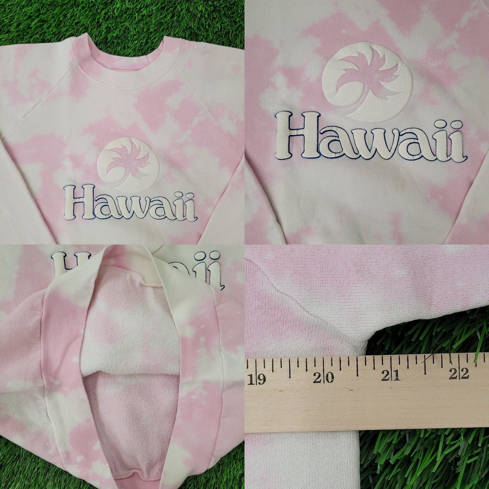 Fruit Of The Loom Vintage Hawaii Palm Sweatshirt Womens Large 21x21 Pink Bleached Crew Neck Pullover 80s 90s USA Fruit of the Loom Logo Graphic Size L / US 10 / IT 46 - 8 Thumbnail