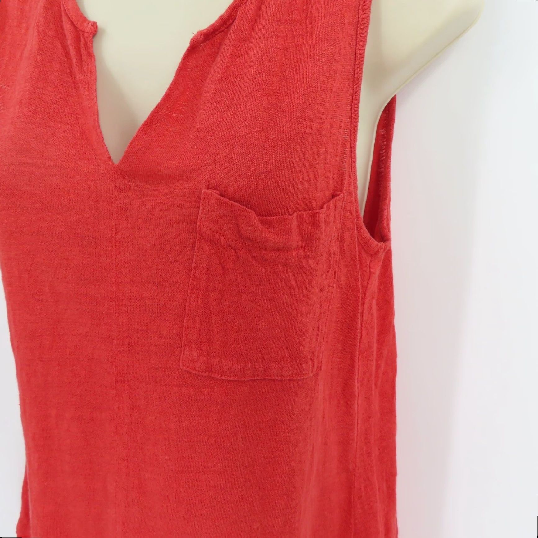 Sanctuary Sanctuary Shirt Women's Small Solid Red Linen Sleeveless Tank Top With Pocket Size S / US 4 / IT 40 - 3 Thumbnail