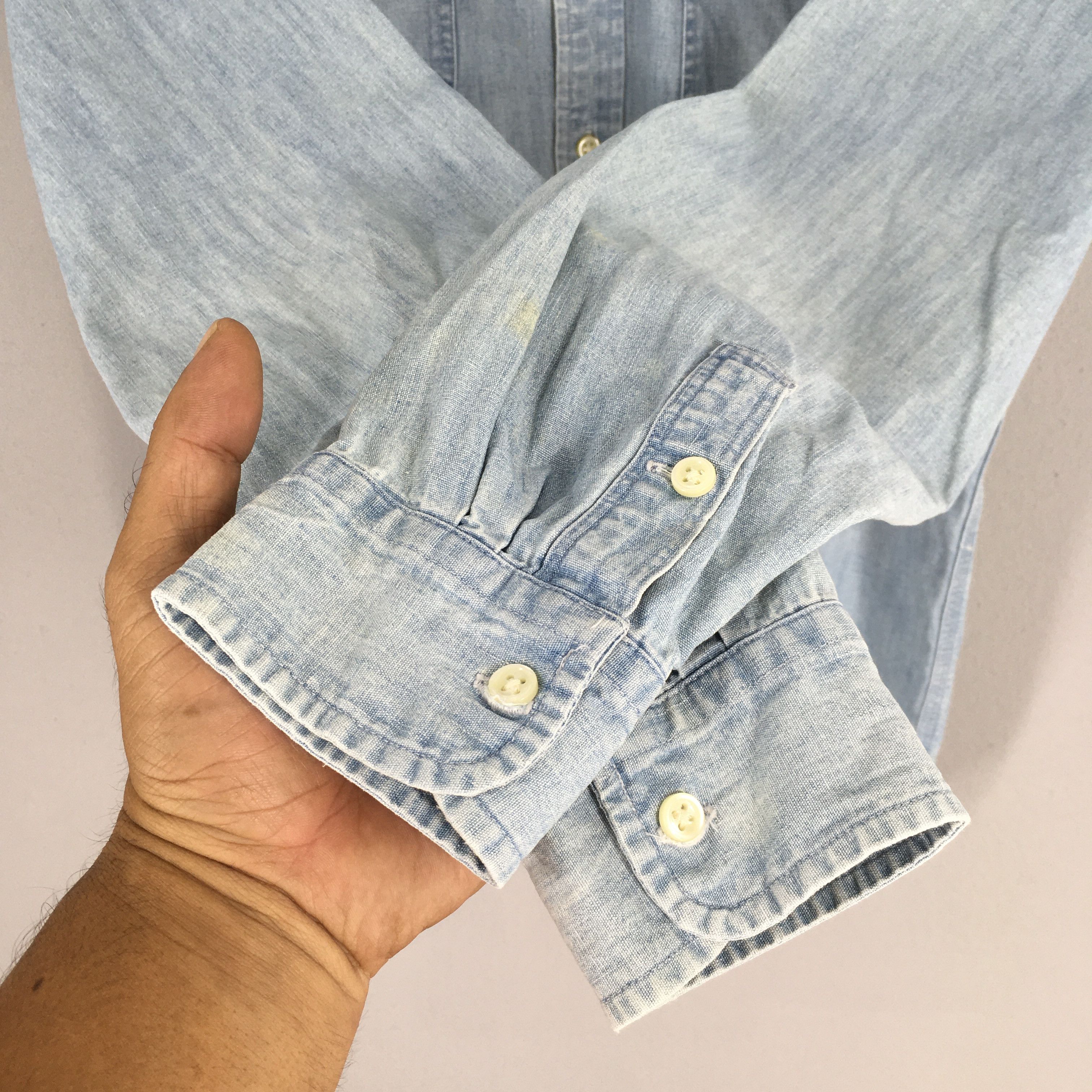 Polo Ralph Lauren Vintage Polo Ralph Lauren Blue Chambray Shirt Small Size US S / EU 44-46 / 1 - 4 Thumbnail