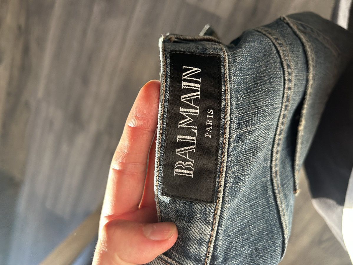Balmain Blue Denim Biker Jeans Size US 31 - 19 Thumbnail