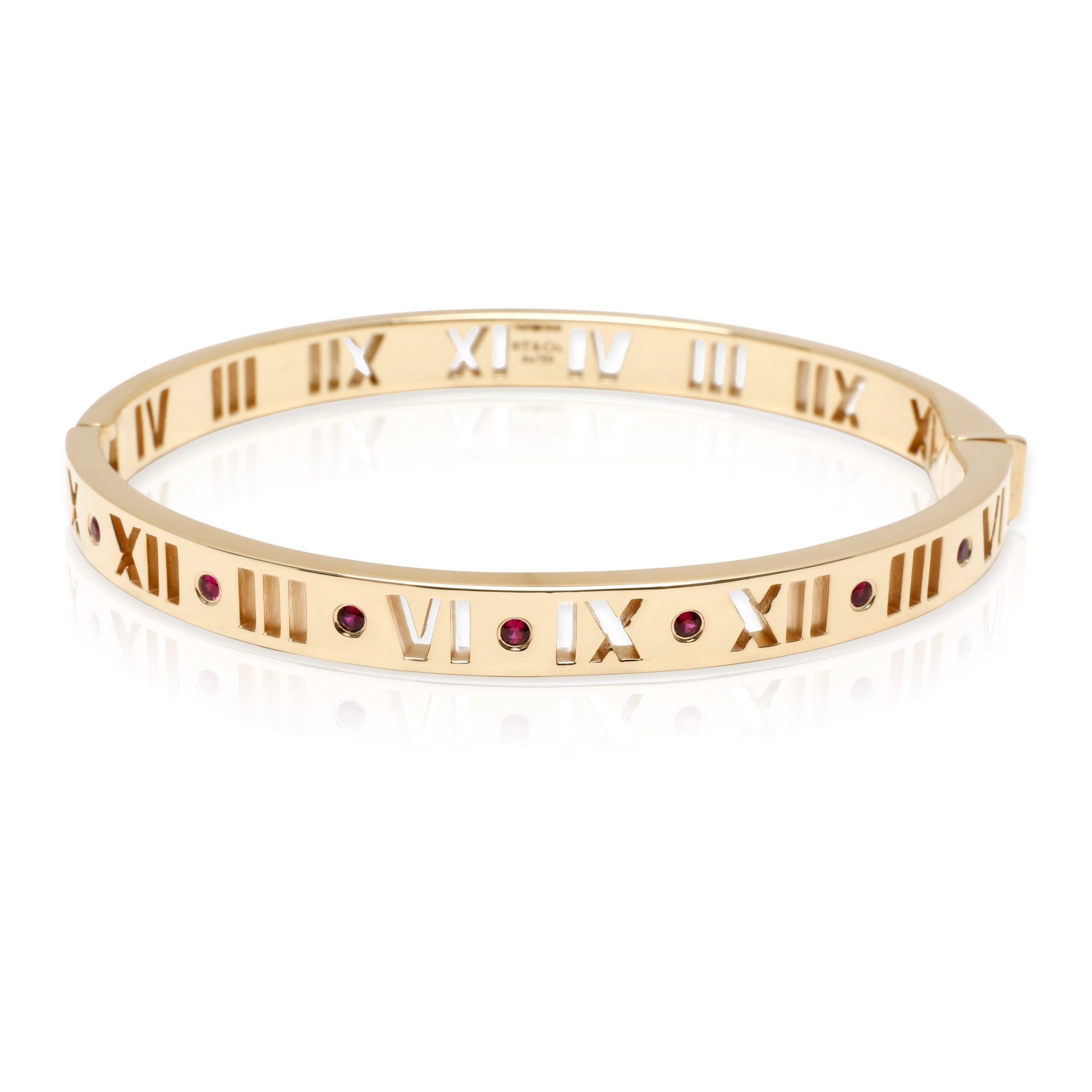 image of Tiffany Co Tiffany & Co. Pierced Atlas Ruby Bangle In 18K Yellow Gold, Women's