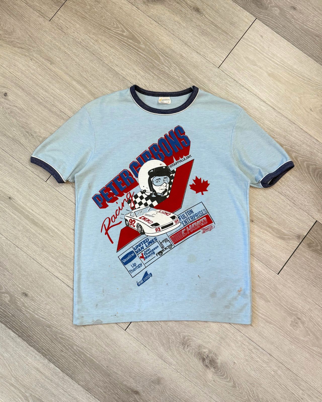 Vintage Rare Vintage 80's Peter Gibbons Racing Ringer T-Shirt Large Size US L / EU 52-54 / 3 - 1 Thumbnail