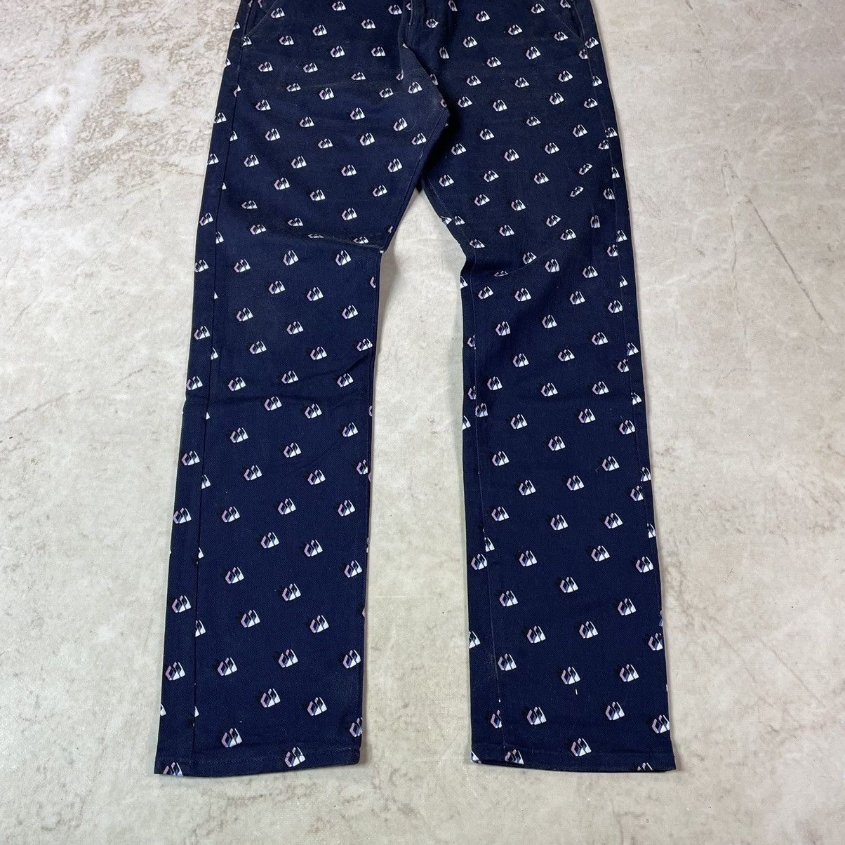 Kenzo Kenzo Paris Monogram Geometric Print Slim Fit Denim Pants Size US 33 - 4 Thumbnail