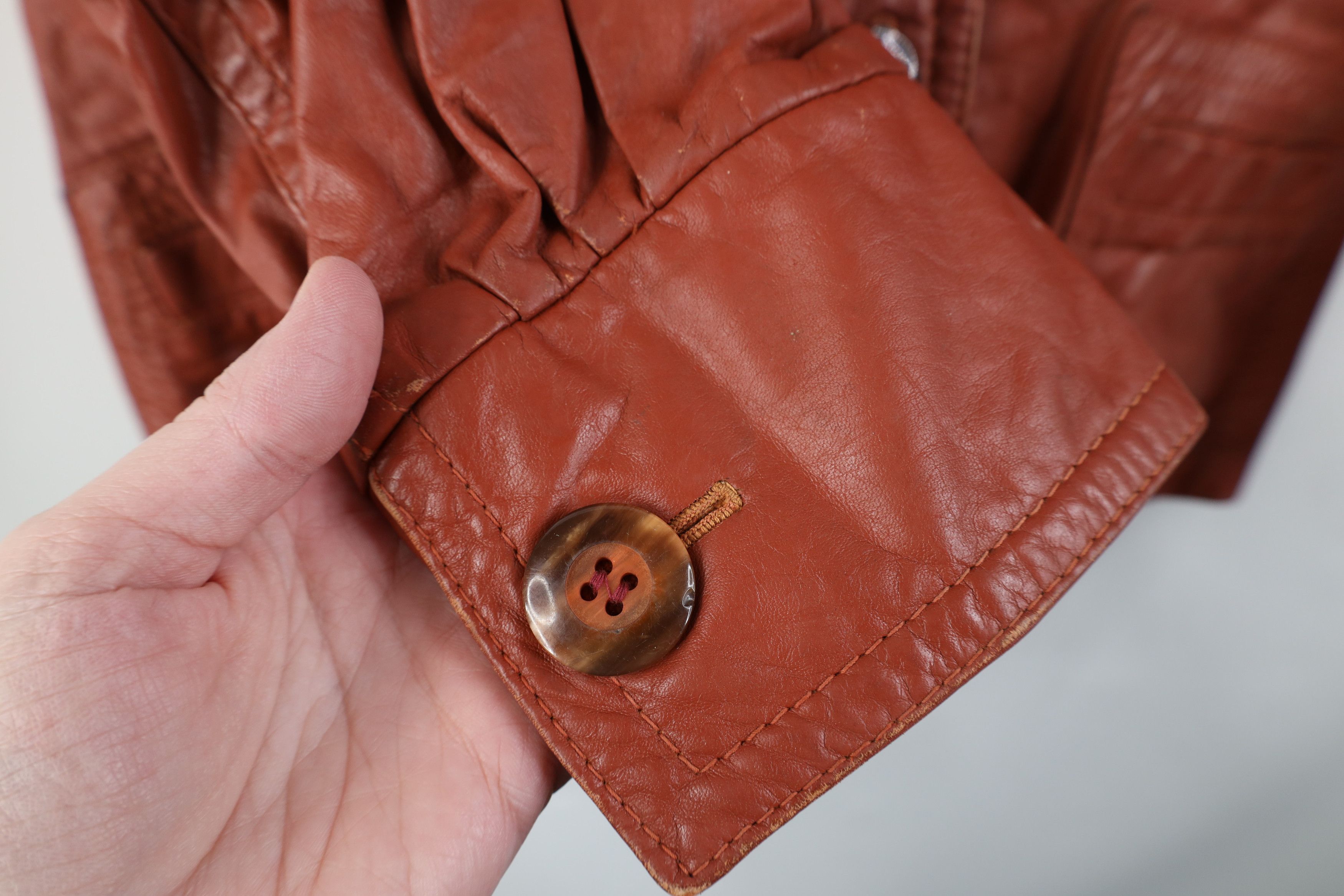Vintage Vintage 70s Streetwear Western Collared Leather Jacket Coat Size XXL / US 16-18 / IT 52-54 - 6 Thumbnail