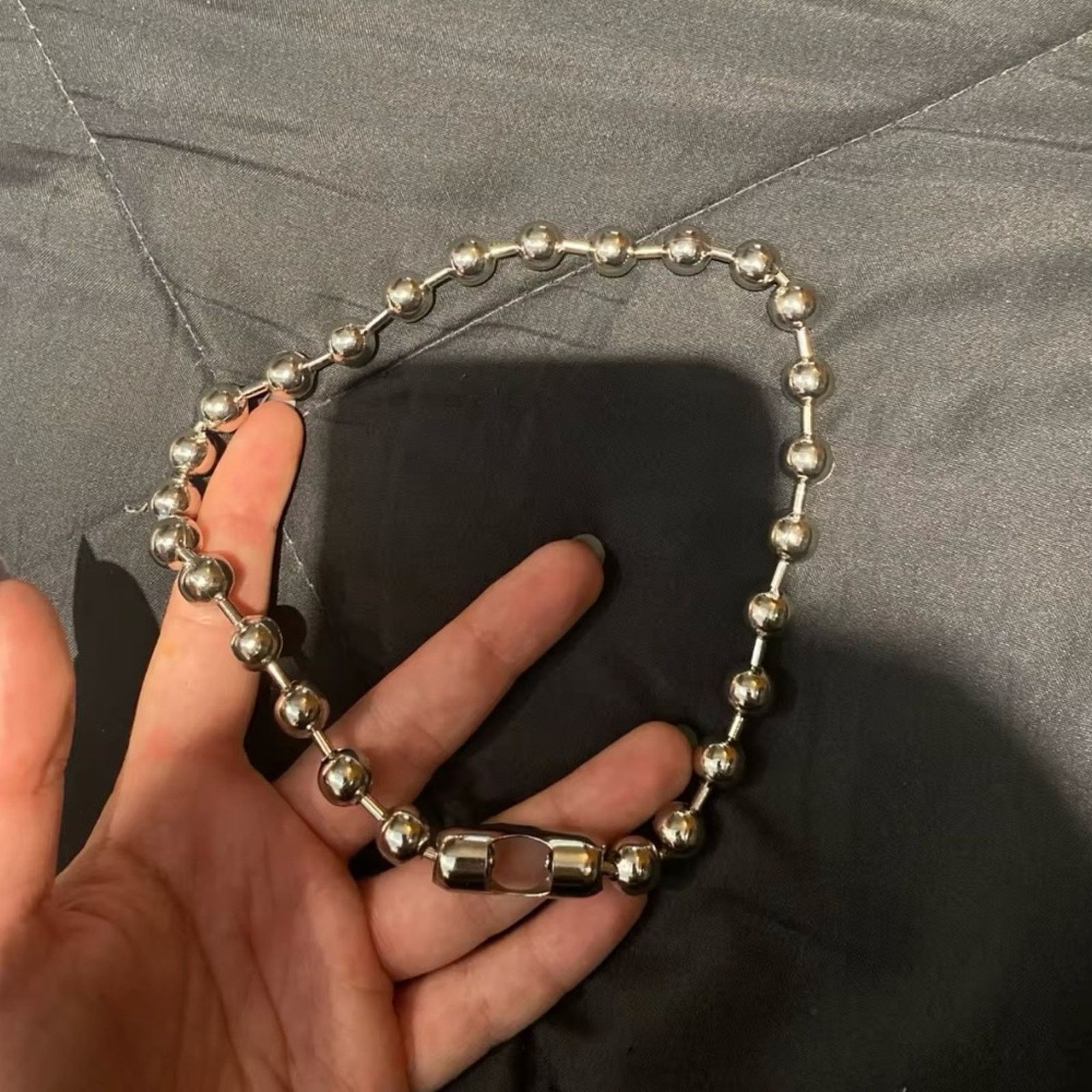 Other Statement Oversized 10mm Ball Chain Choker Necklace Silver Size ONE SIZE - 4 Thumbnail