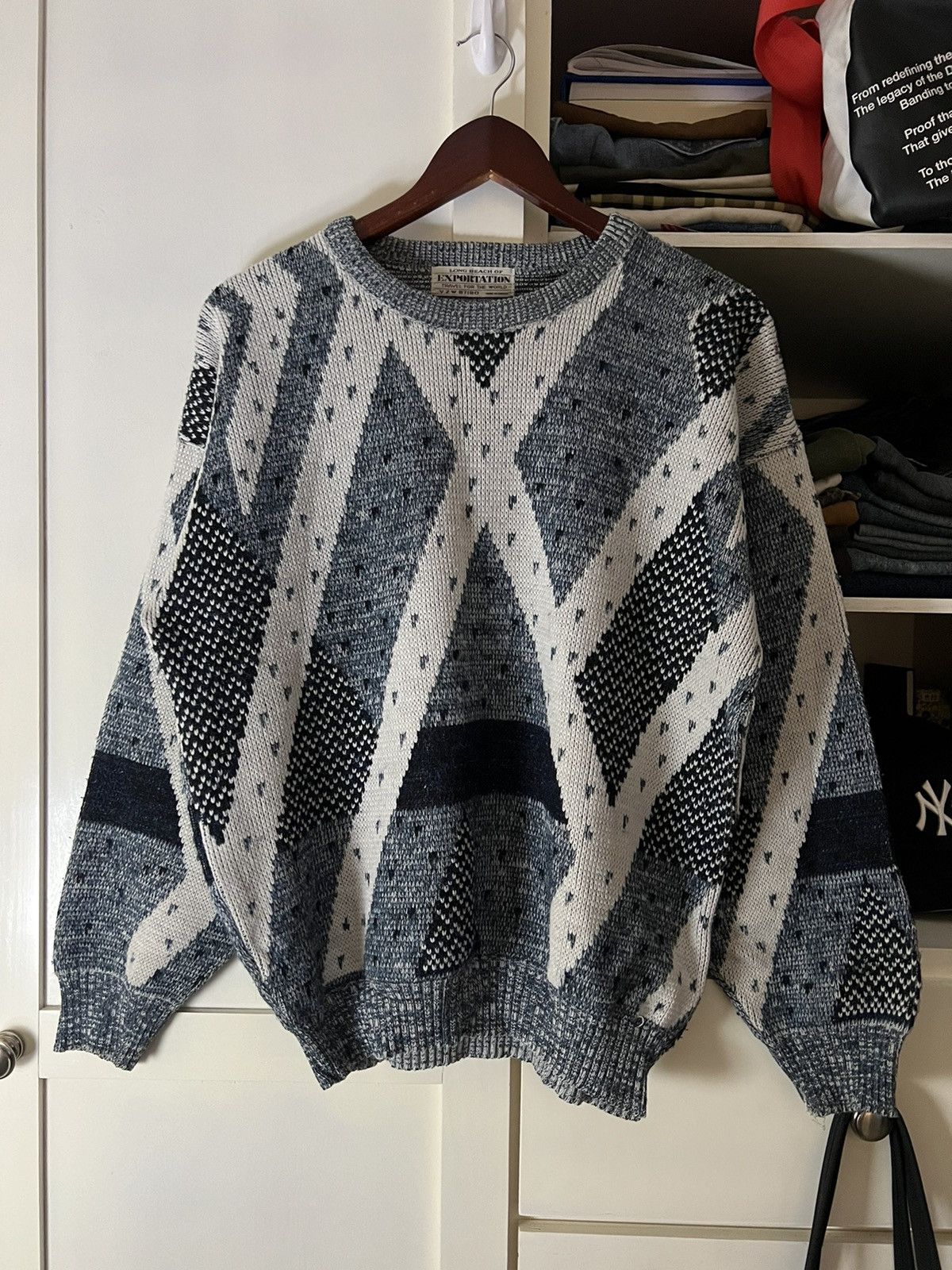 Vintage Vintage 1990s Retro Striped Pattern Knit Sweater Size US L / EU 52-54 / 3 - 1 Thumbnail