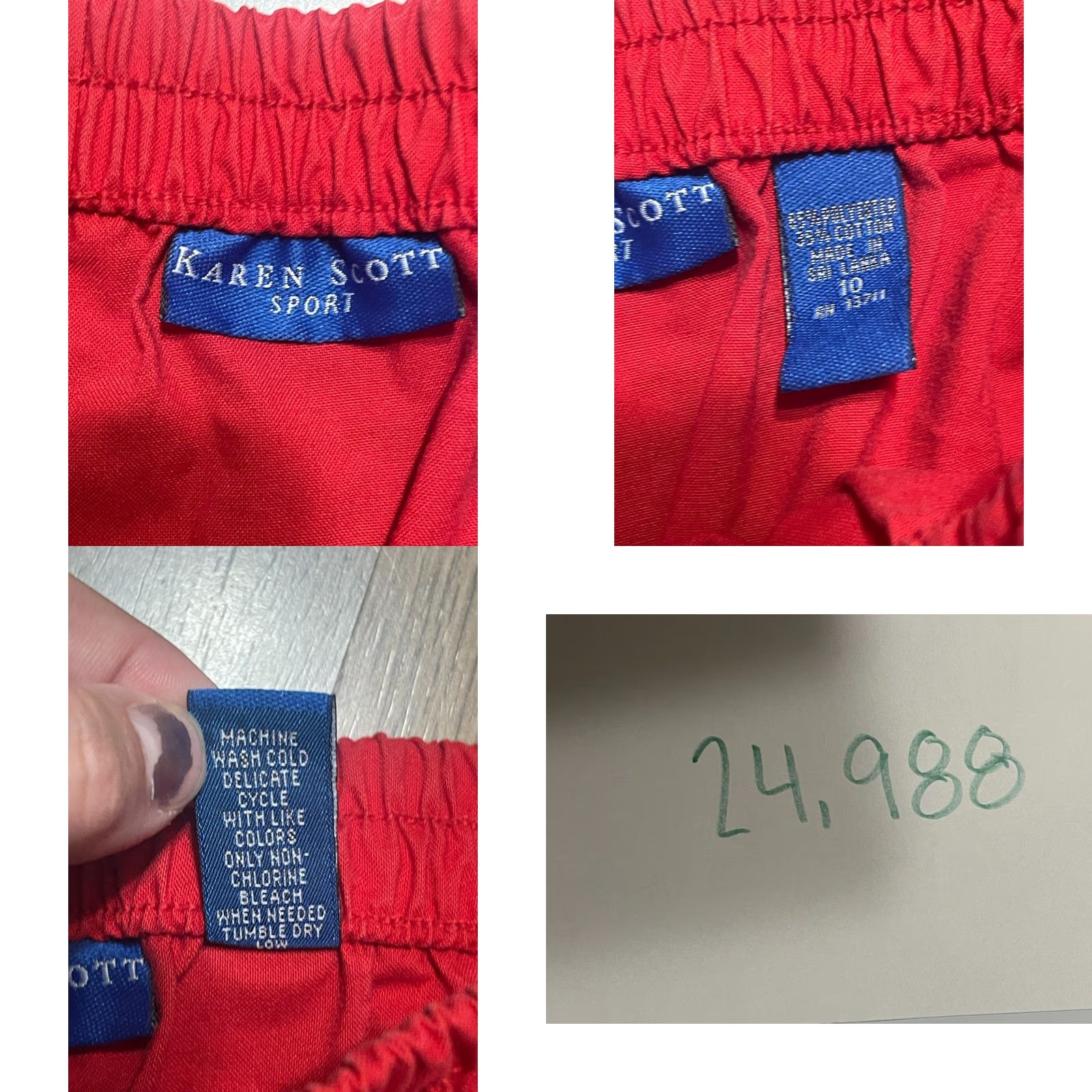 Vintage Karen Scott Shorts Women's Size 10 Red Stretchable Waist Flat Front Casual Chino 7 in Inseam Regular 28 in Waist Size 32" / US 10 / IT 46 - 8 Thumbnail